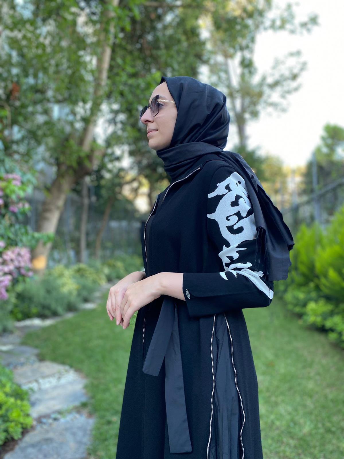 Misswhence Kolları Desenli Triko Kap Siyah Miss-233