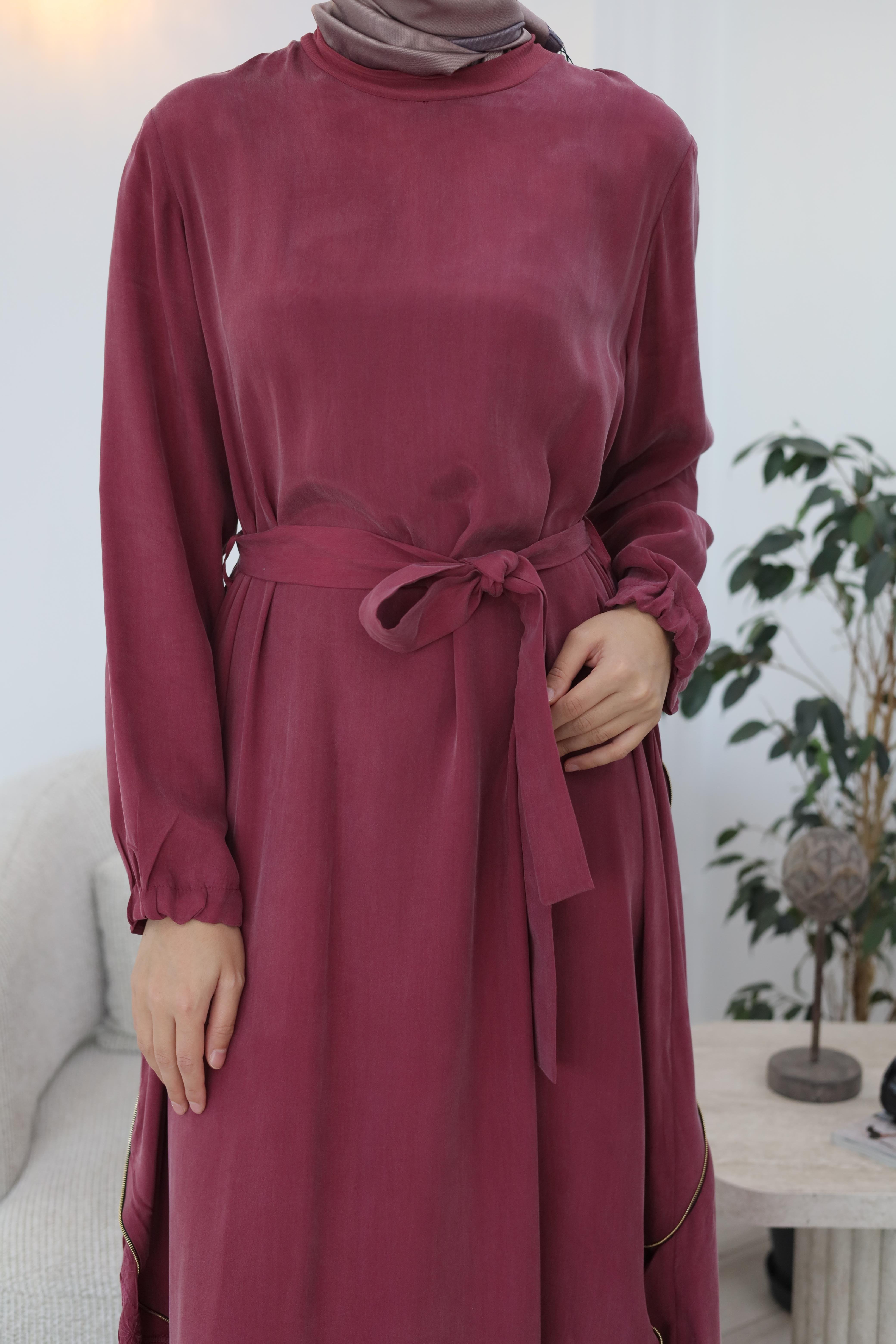 Misswhence Nakış Detaylı Elbise Bordo 37800