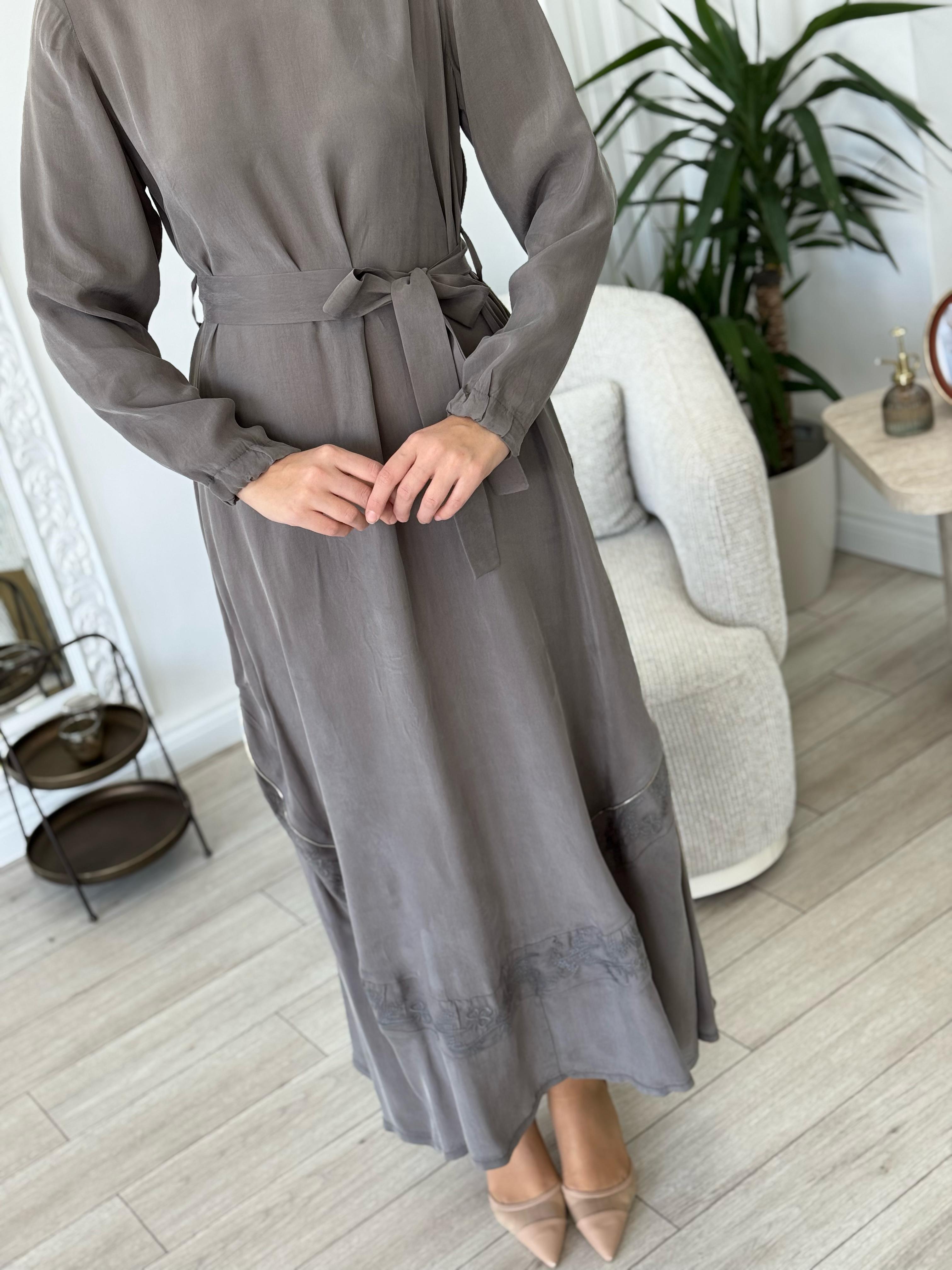 Misswhence Nakış Detaylı Elbise Gri 37800