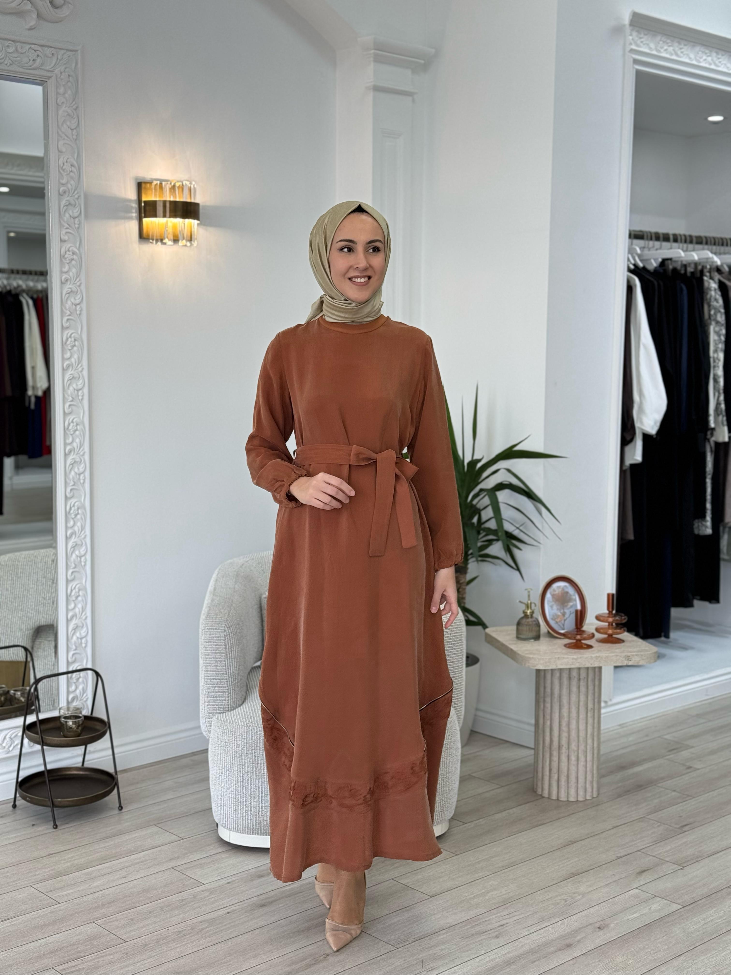 Misswhence Nakış Detaylı Elbise Hardal 37800