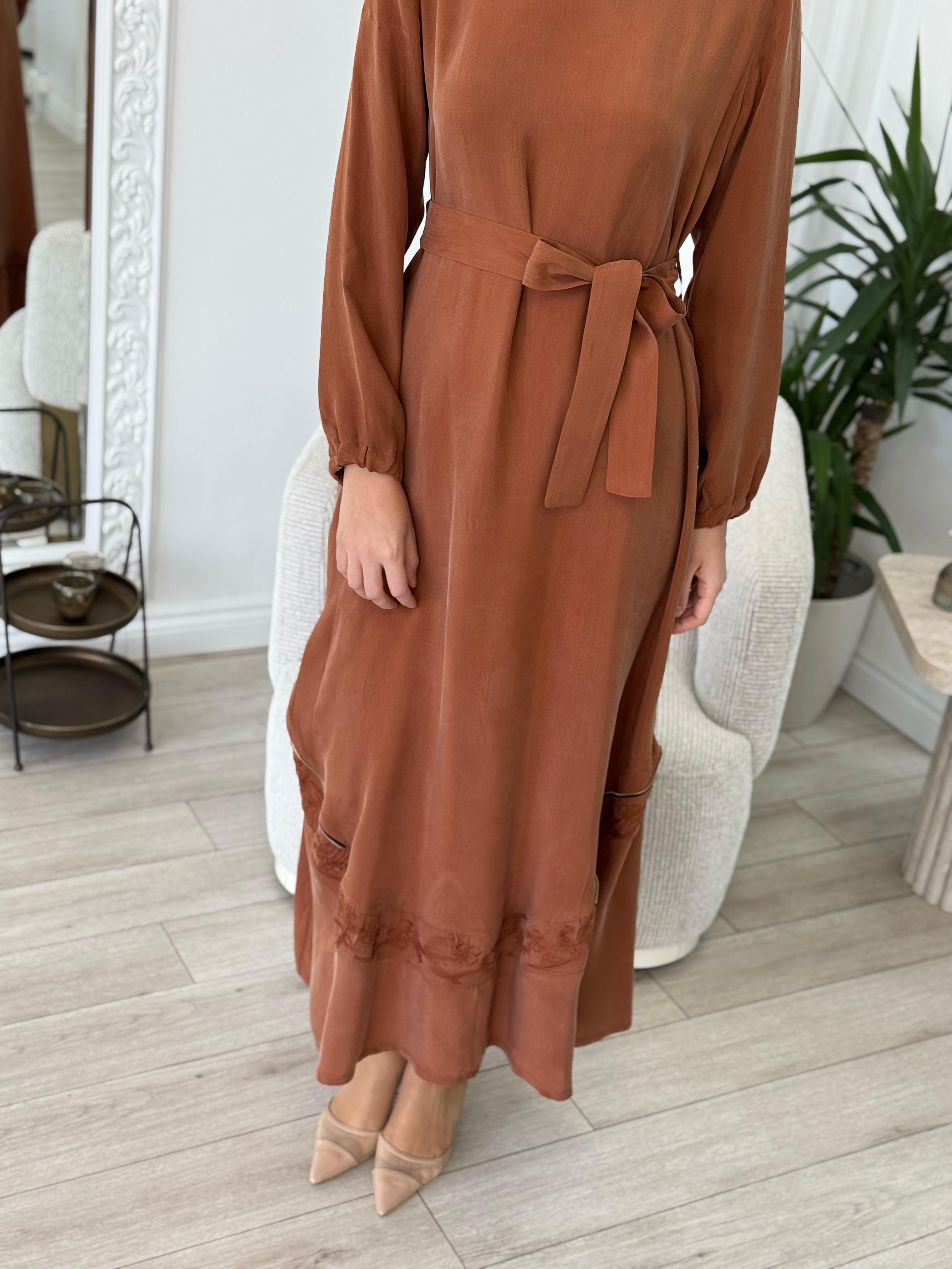Misswhence Nakış Detaylı Elbise Hardal 37800