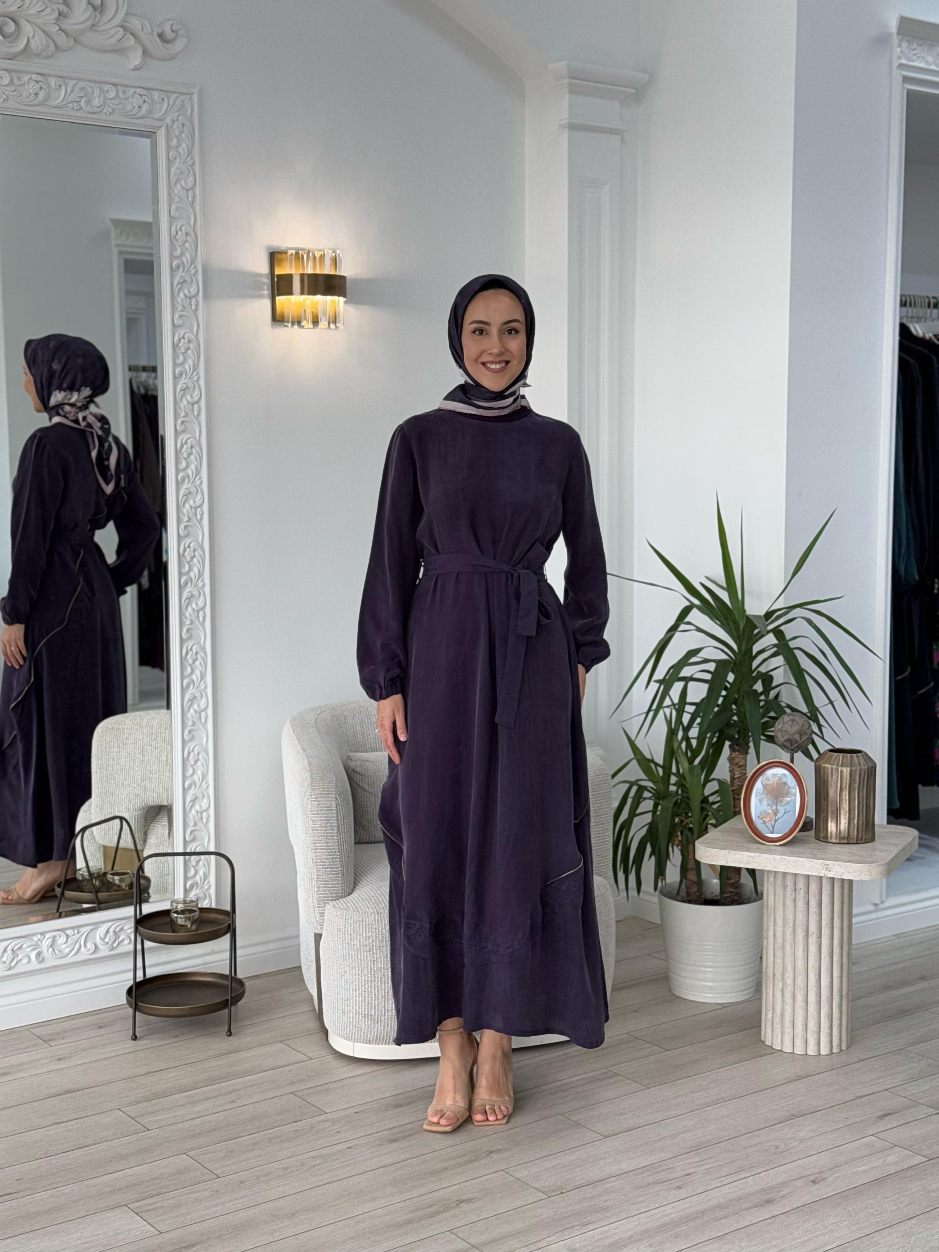 Misswhence Nakış Detaylı Elbise Mor 37800
