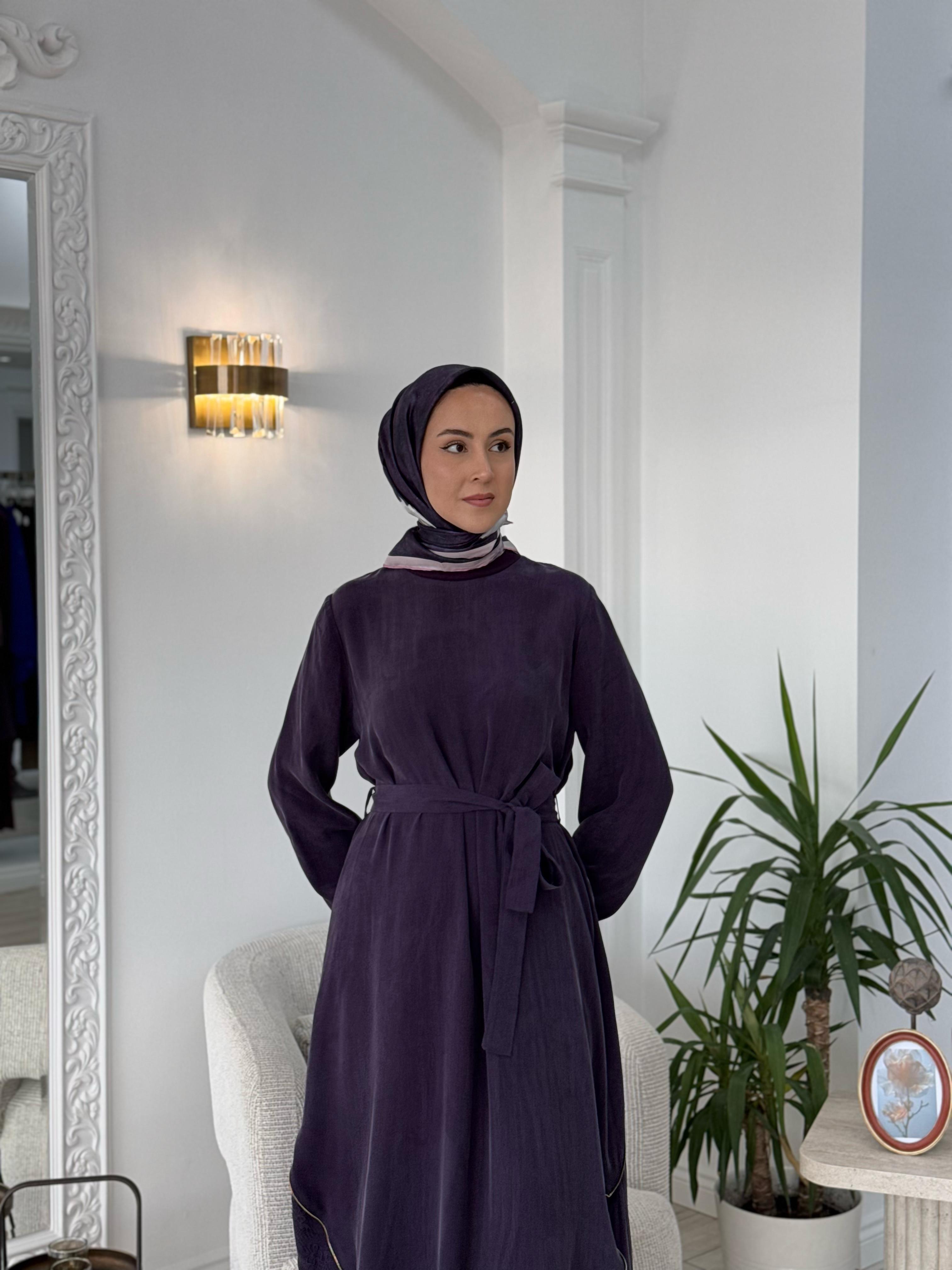 Misswhence Nakış Detaylı Elbise Mor 37800