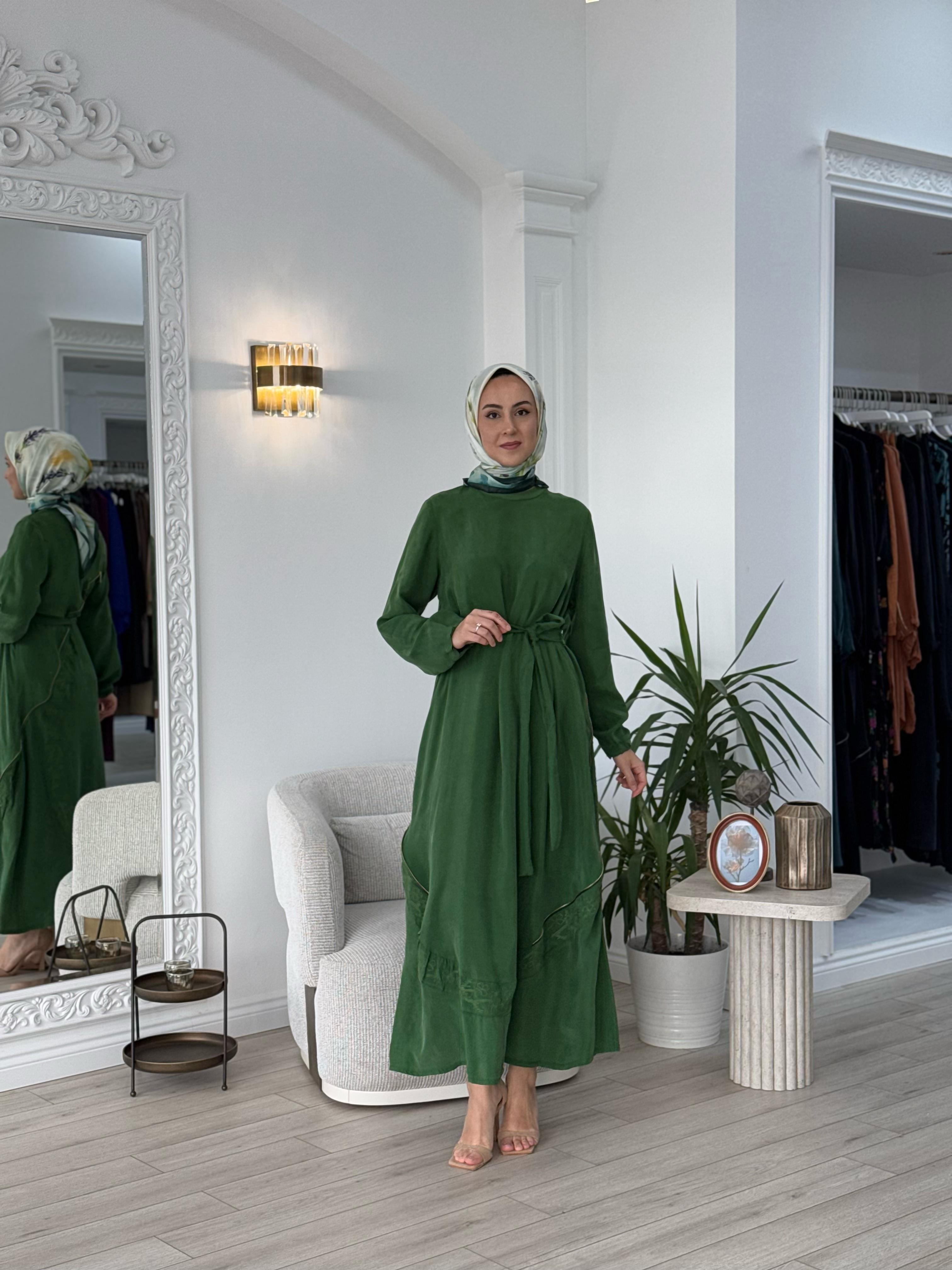 Misswhence Nakış Detaylı Elbise Yeşil 37800
