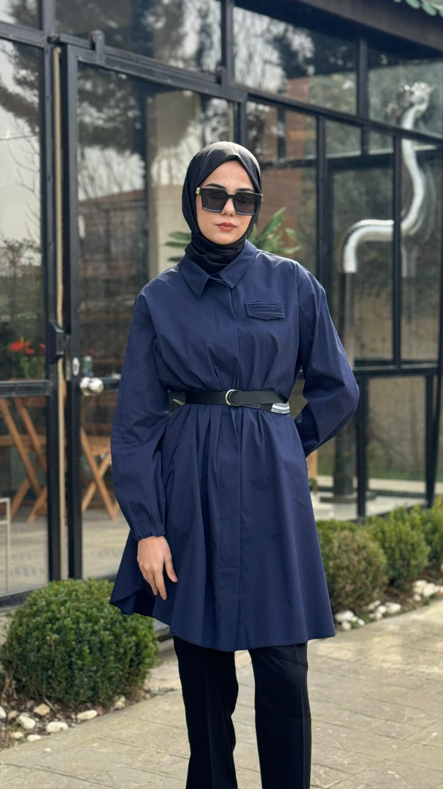 Misswhence Nervür Detaylı Kemerli Gömlek 39305