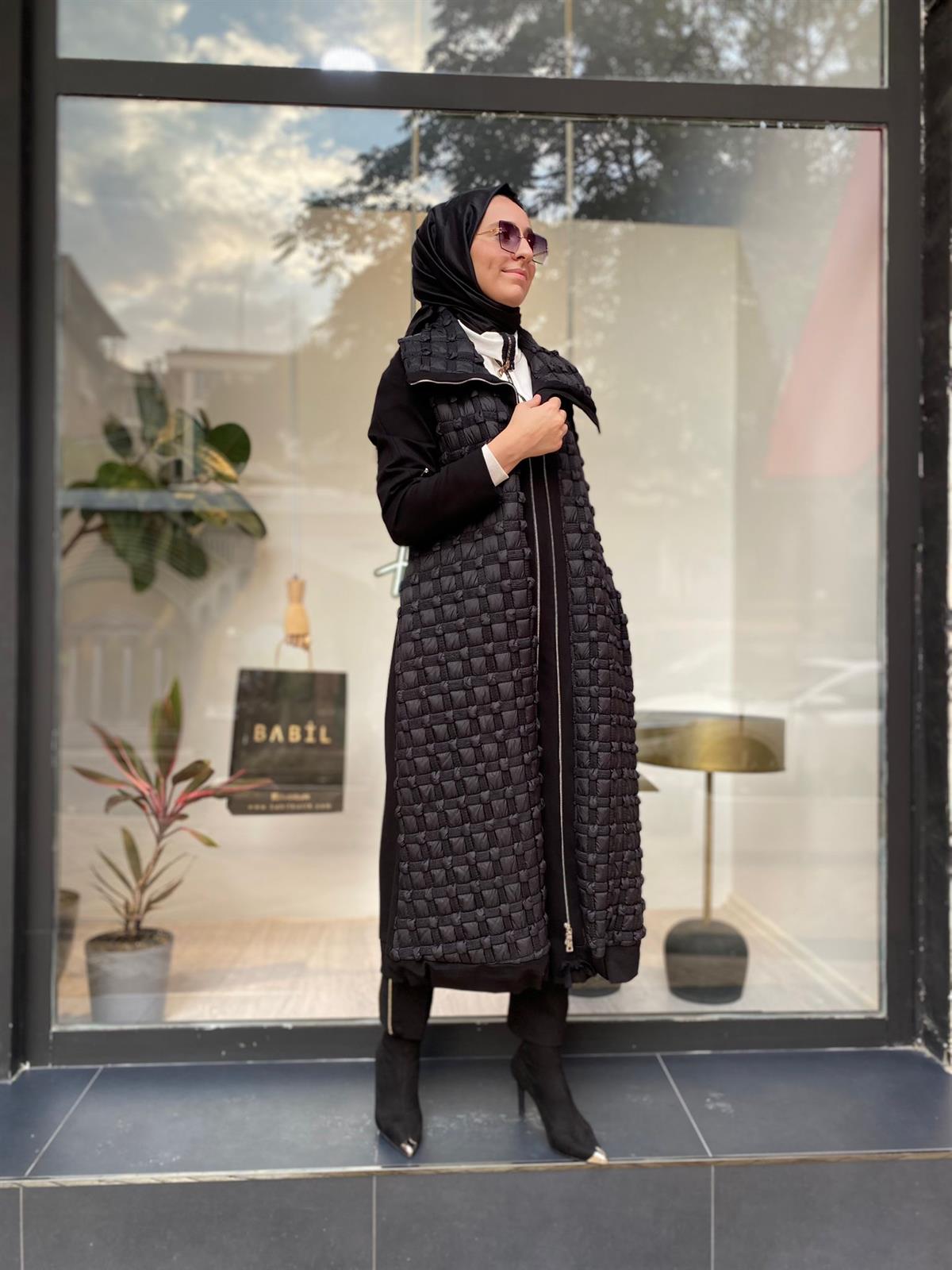Misswhence Önü Kapitone Pardesü Siyah 34503