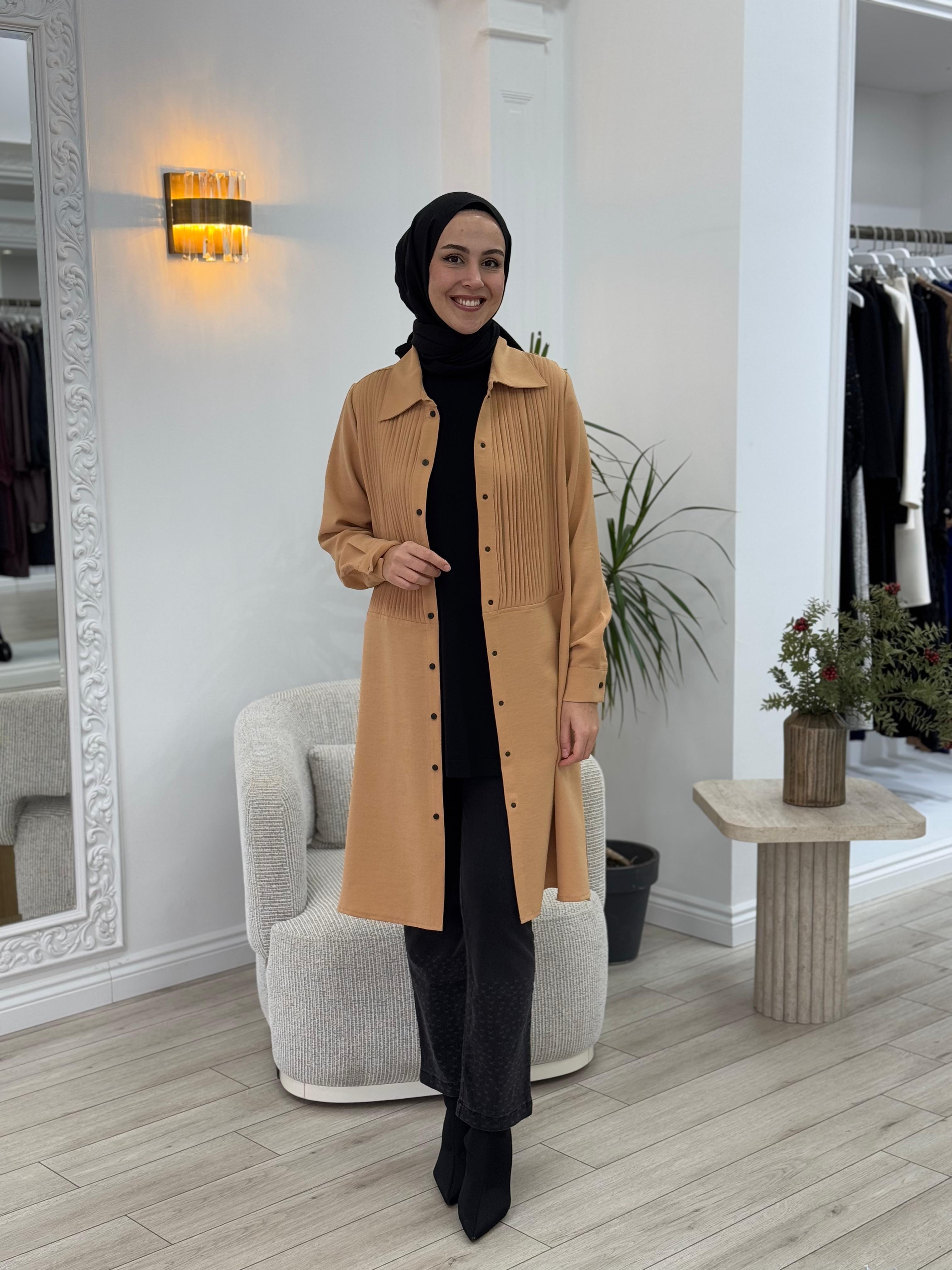 Misswhence Önü Nervür Gömlek Kayısı 34301