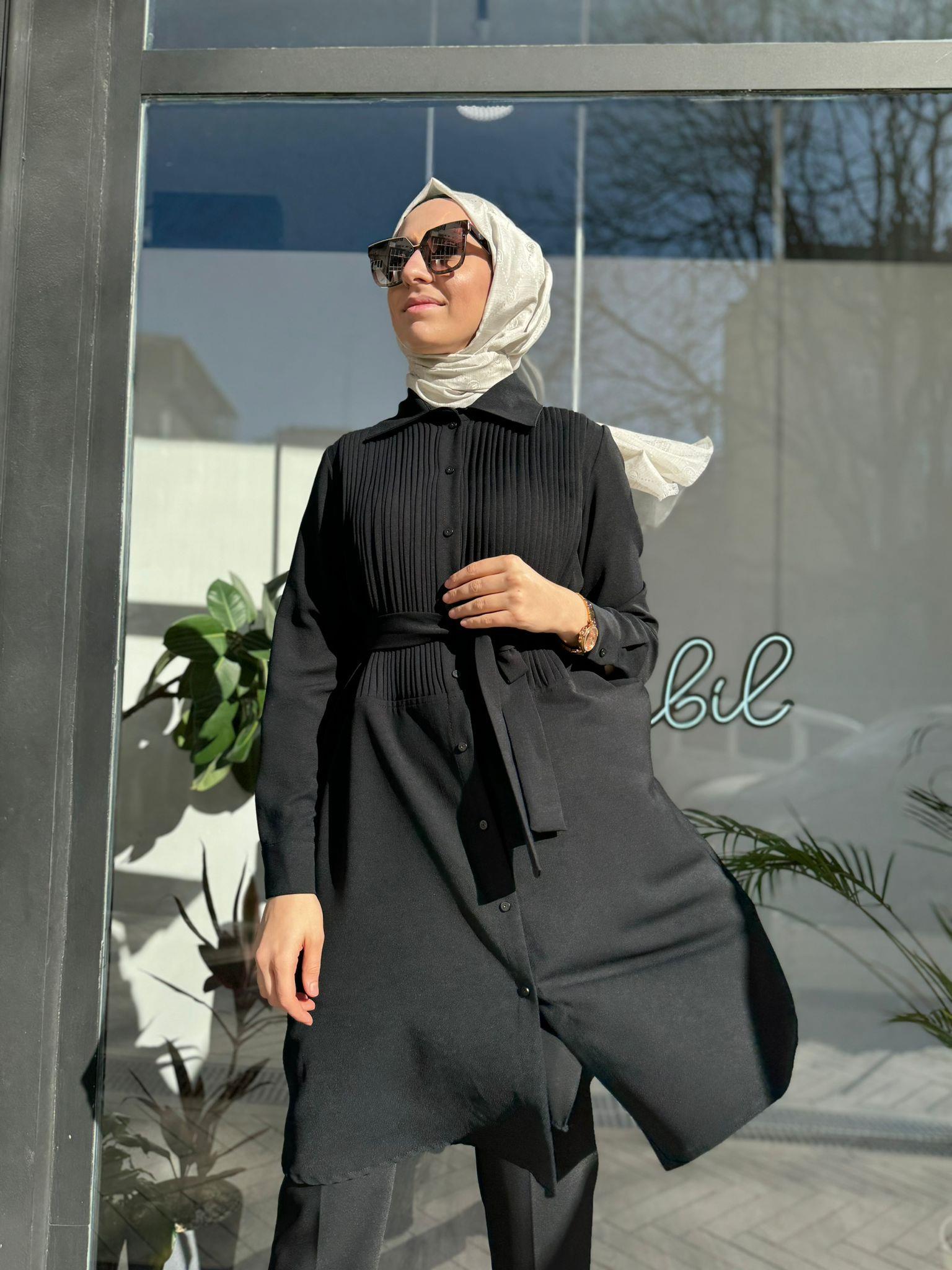Misswhence Önü Nervür Gömlek Siyah 34301