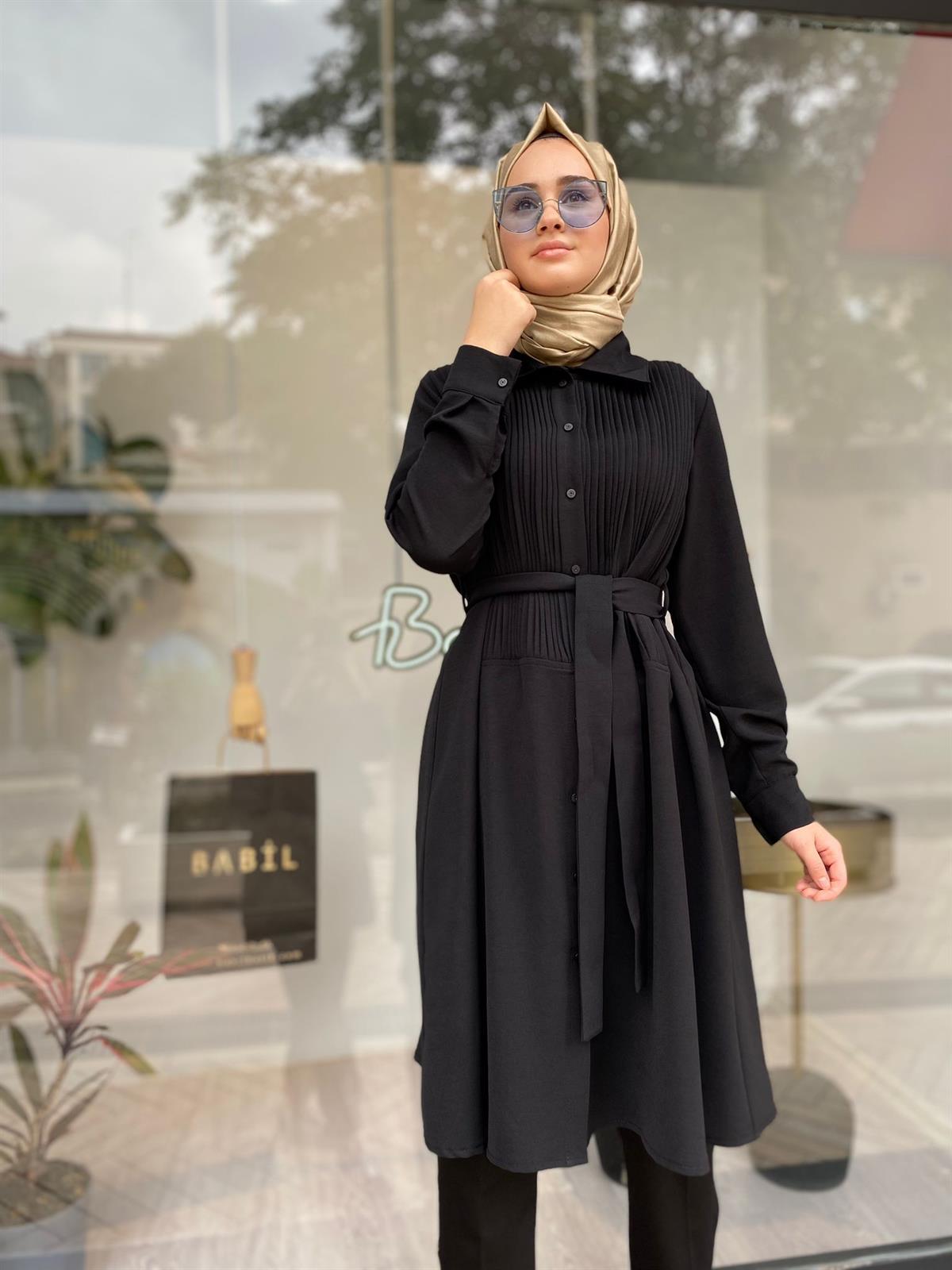 Misswhence Önü Nervür Gömlek Siyah 34301