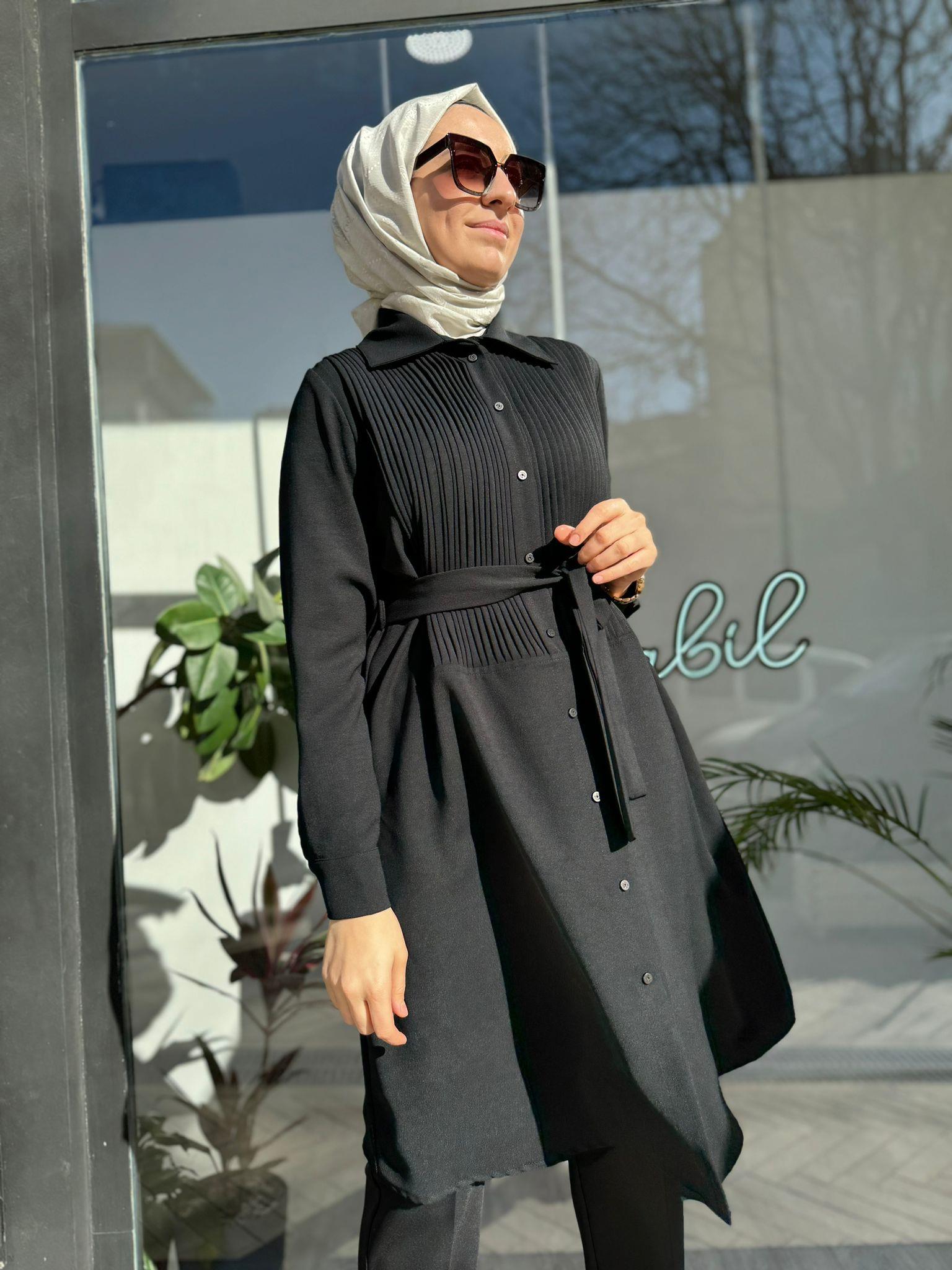 Misswhence Önü Nervür Gömlek Siyah 34301