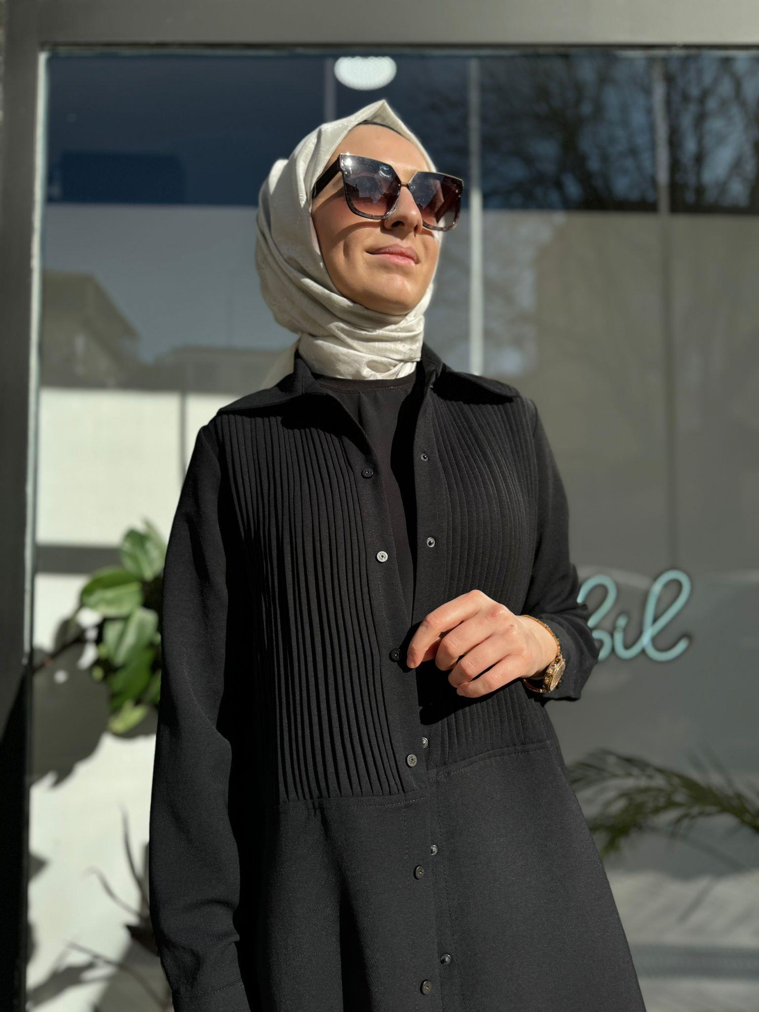 Misswhence Önü Nervür Gömlek Siyah 34301