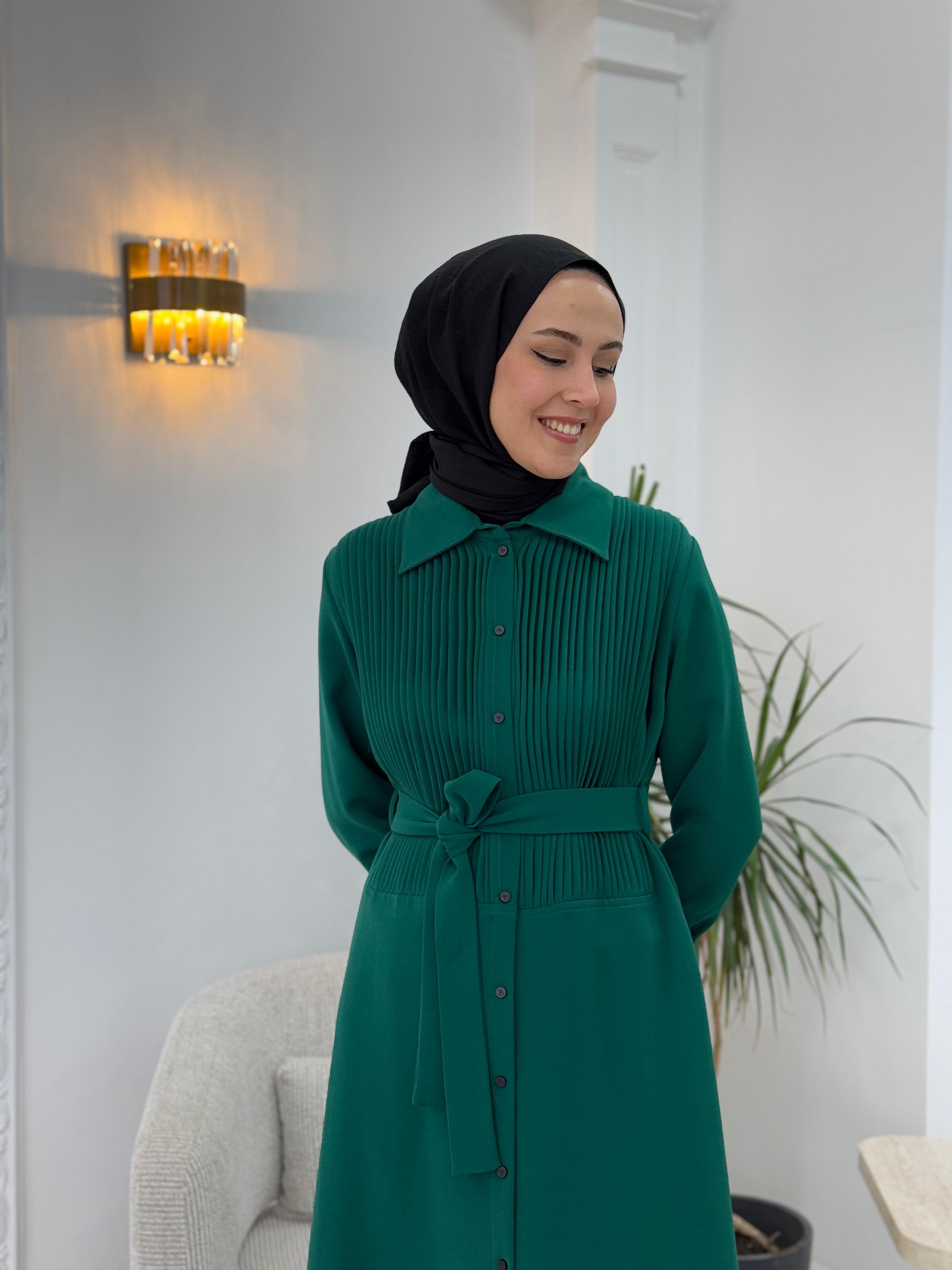 Misswhence Önü Nervür Gömlek Yeşil 34301
