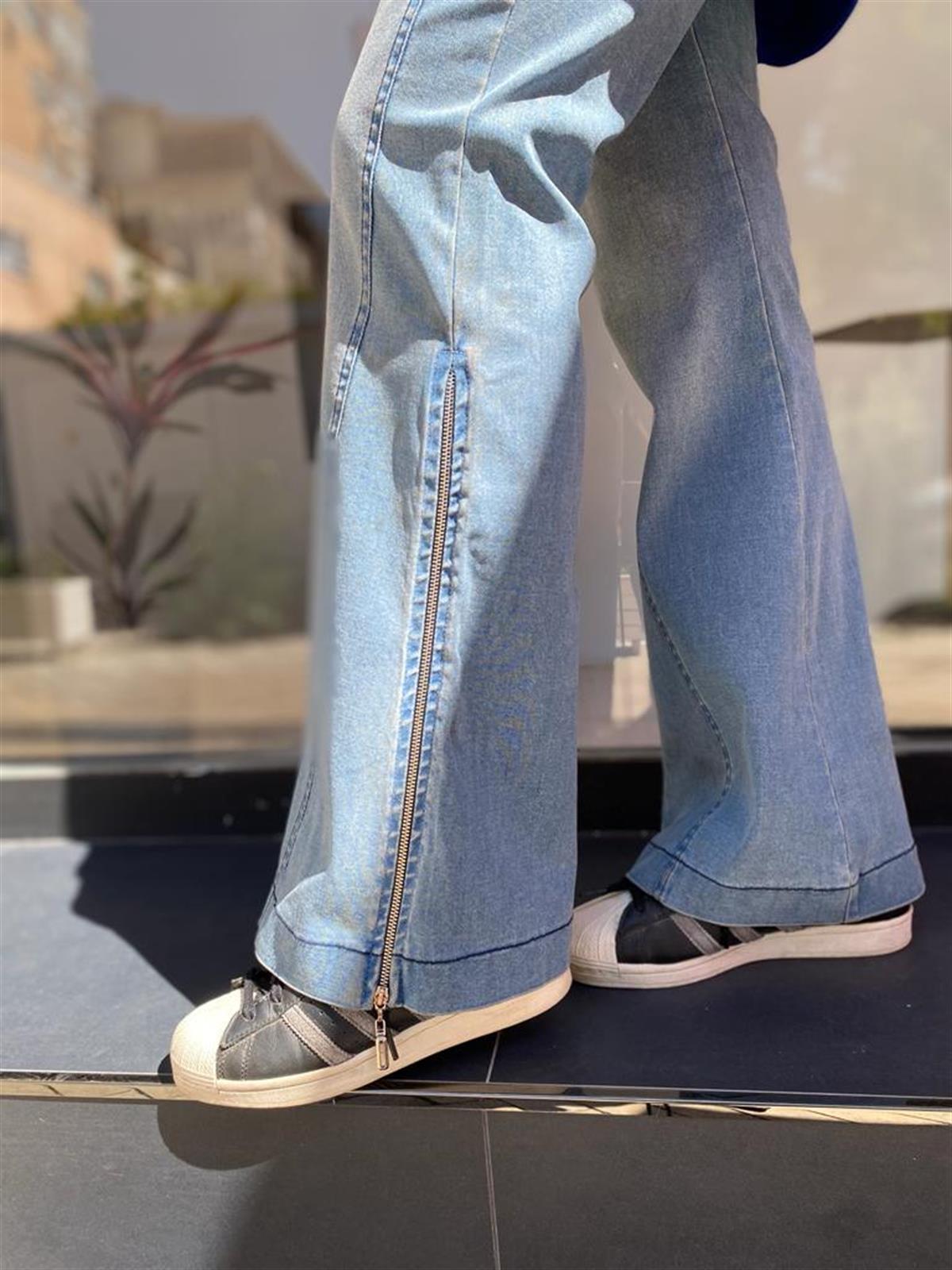 Misswhence Paçası Fermuar Detaylı Mavi Jean Pantolon 34126