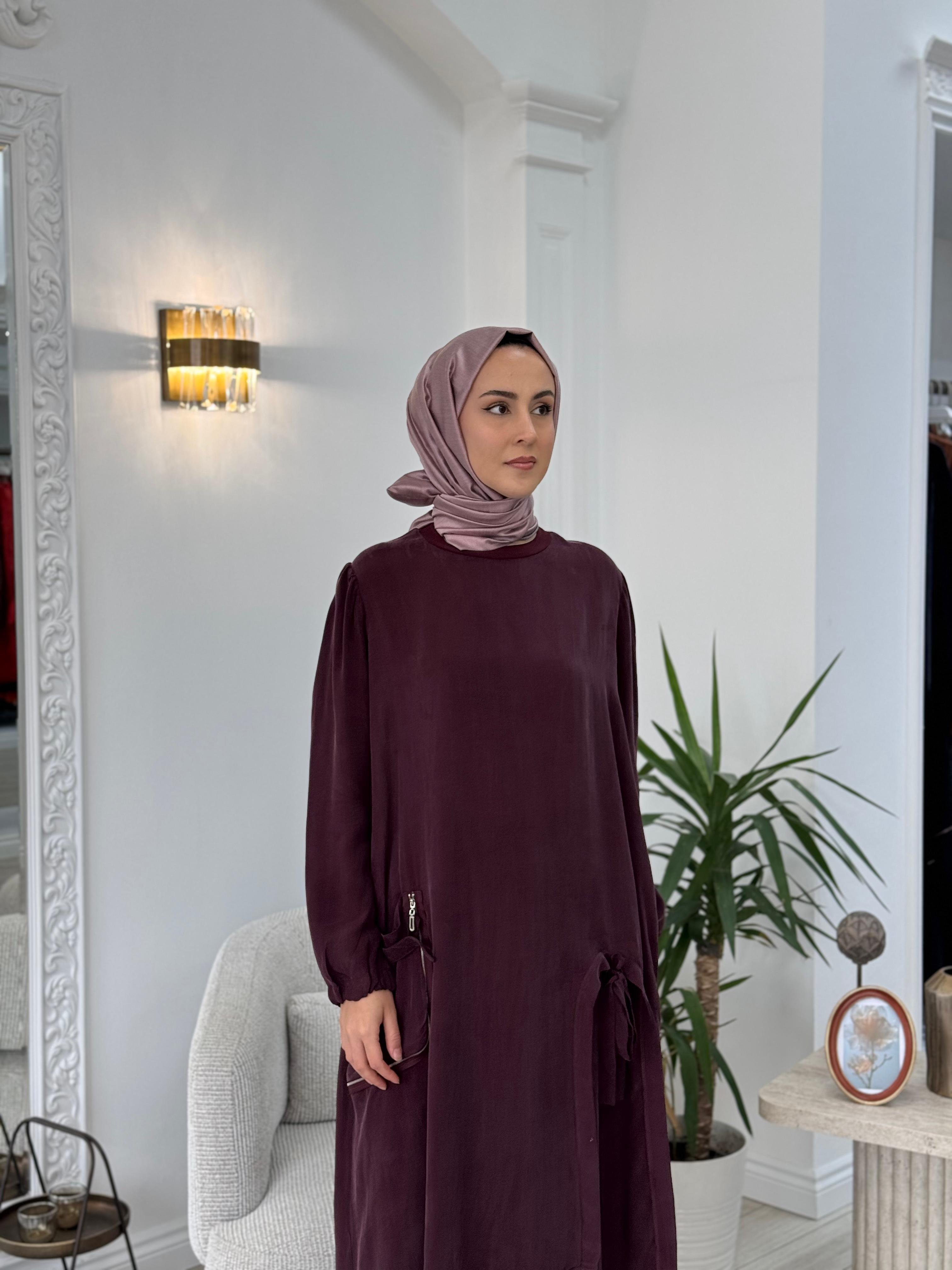 Misswhence Pantolonlu İpek Takım Bordo 37023