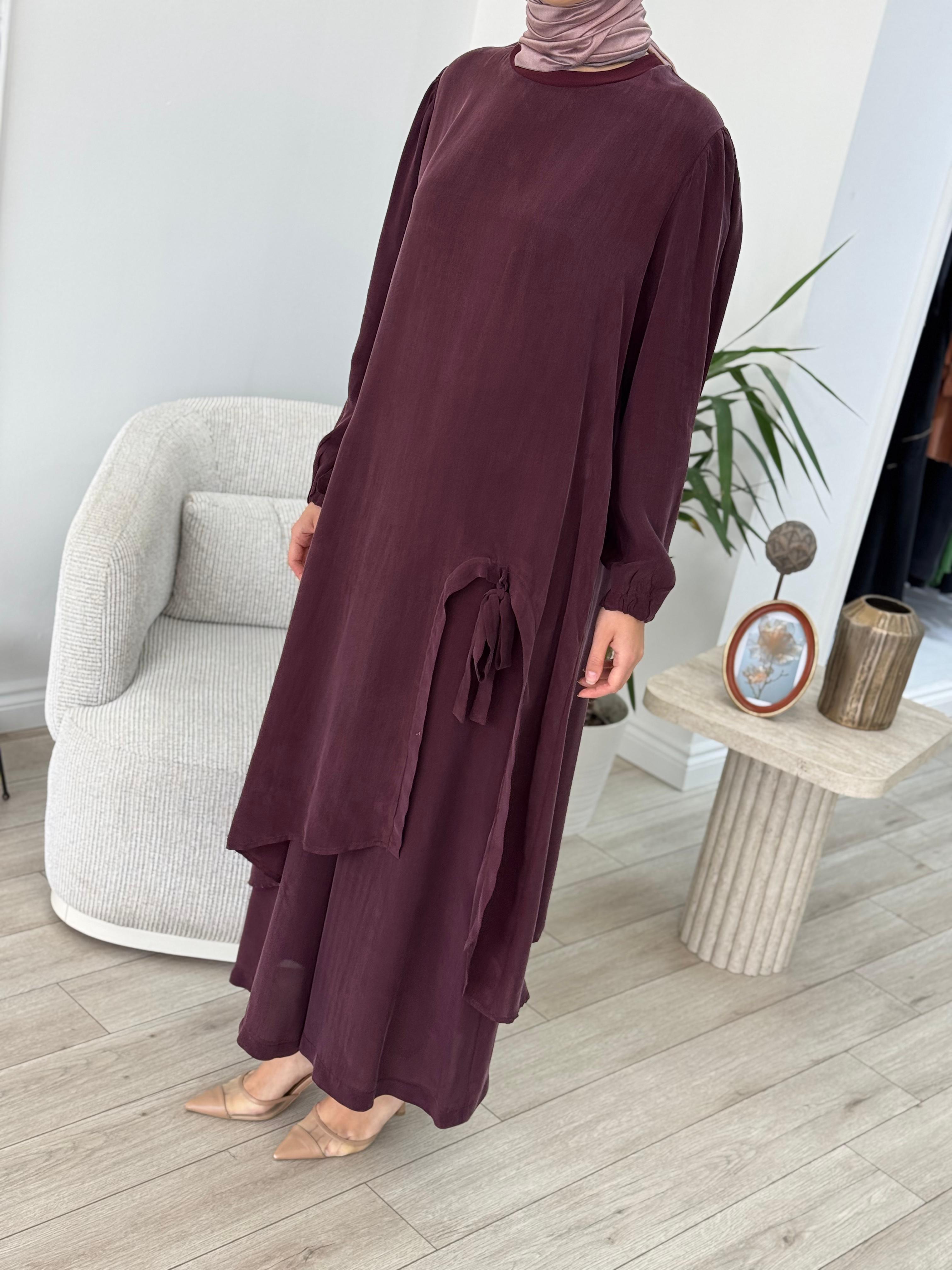 Misswhence Pantolonlu İpek Takım Bordo 37023