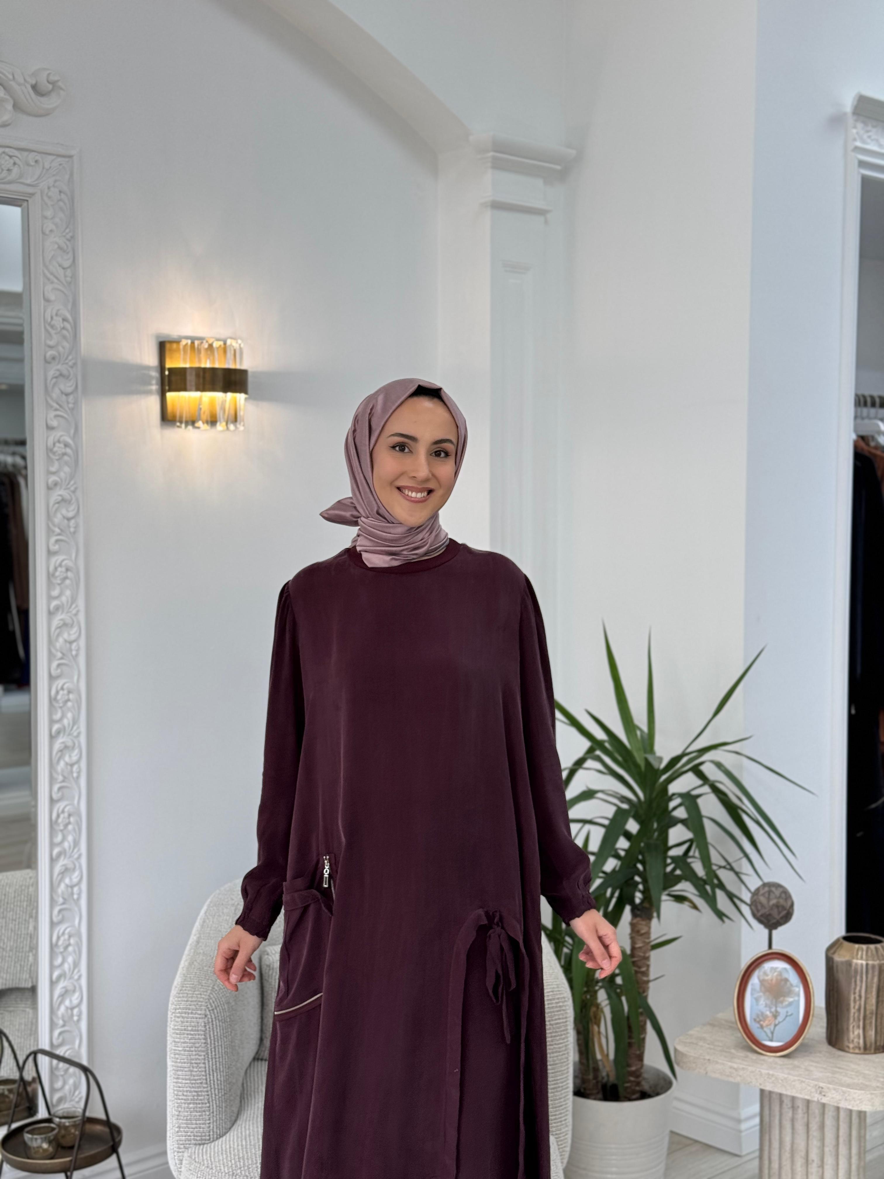 Misswhence Pantolonlu İpek Takım Bordo 37023