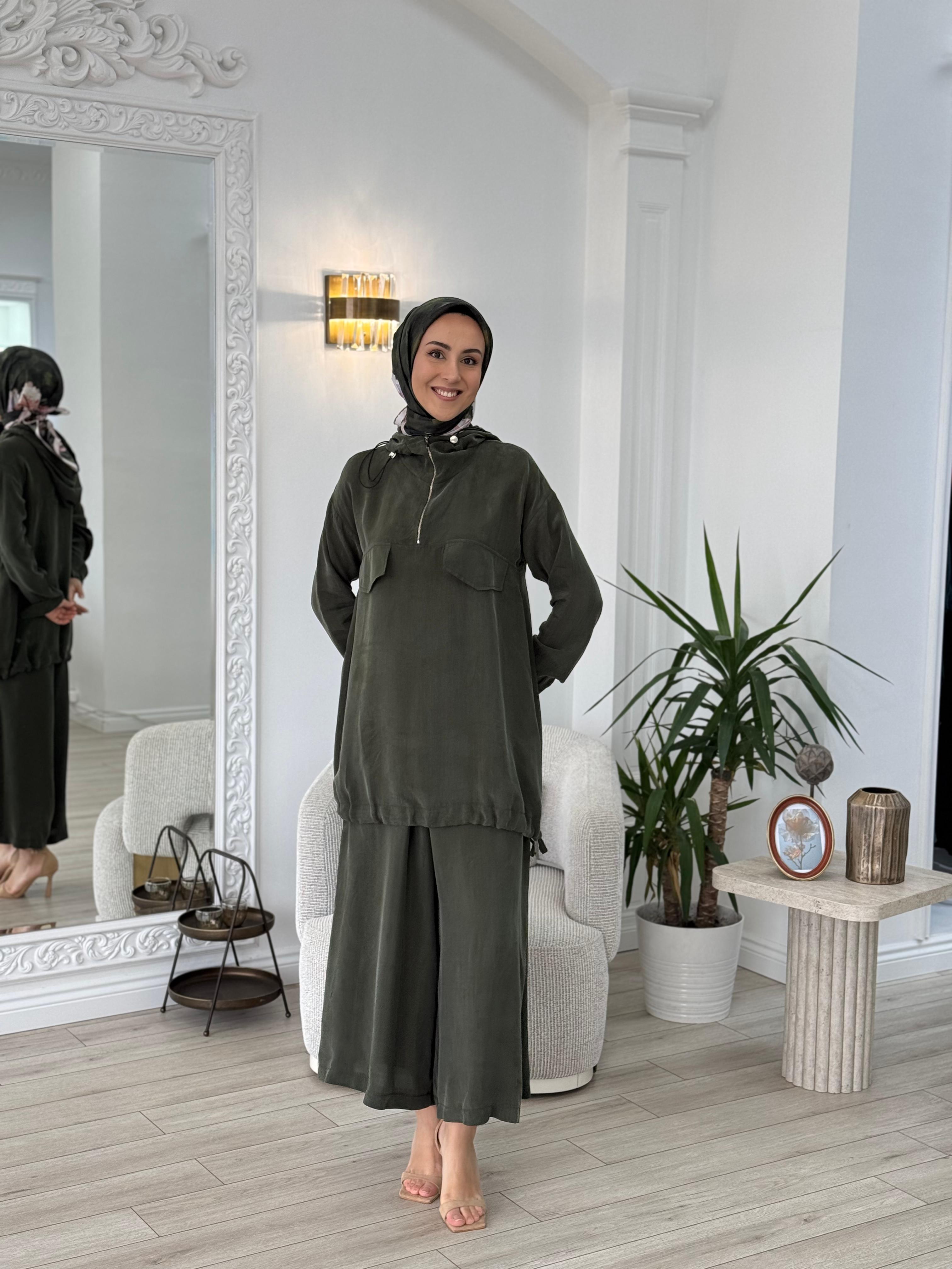 Misswhence Pantolonlu İpek Takım Yeşil 37007