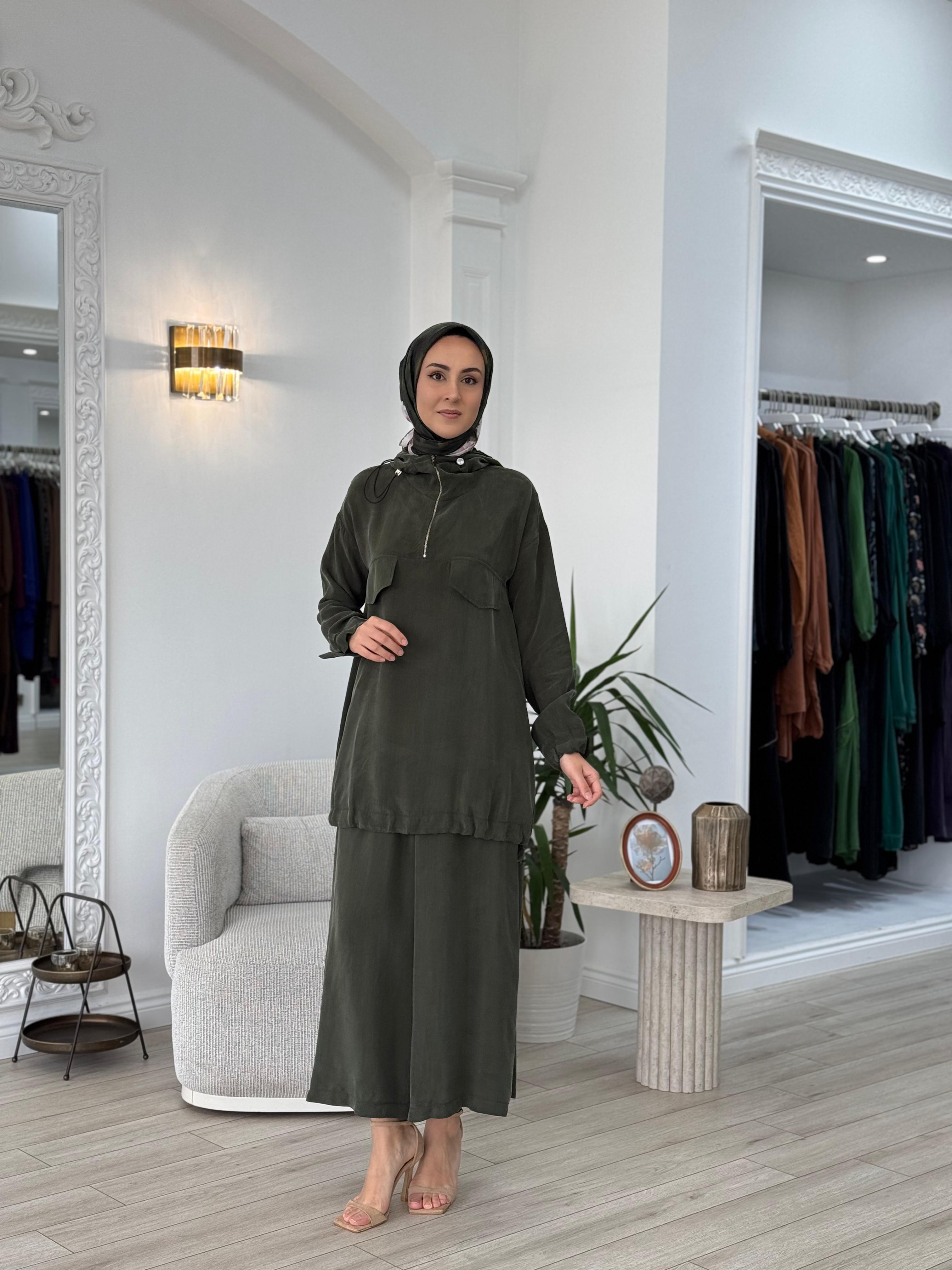 Misswhence Pantolonlu İpek Takım Yeşil 37007