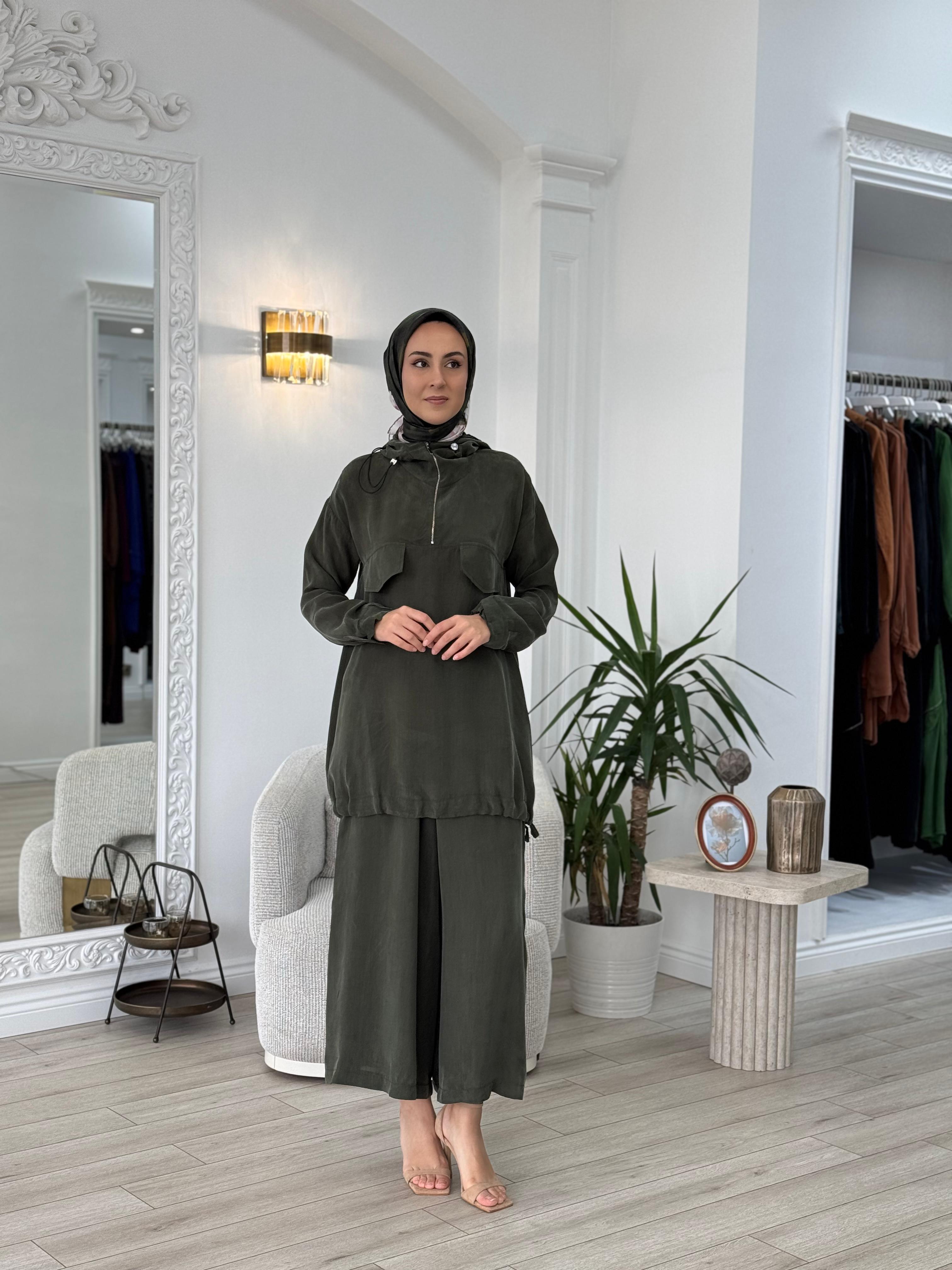 Misswhence Pantolonlu İpek Takım Yeşil 37007