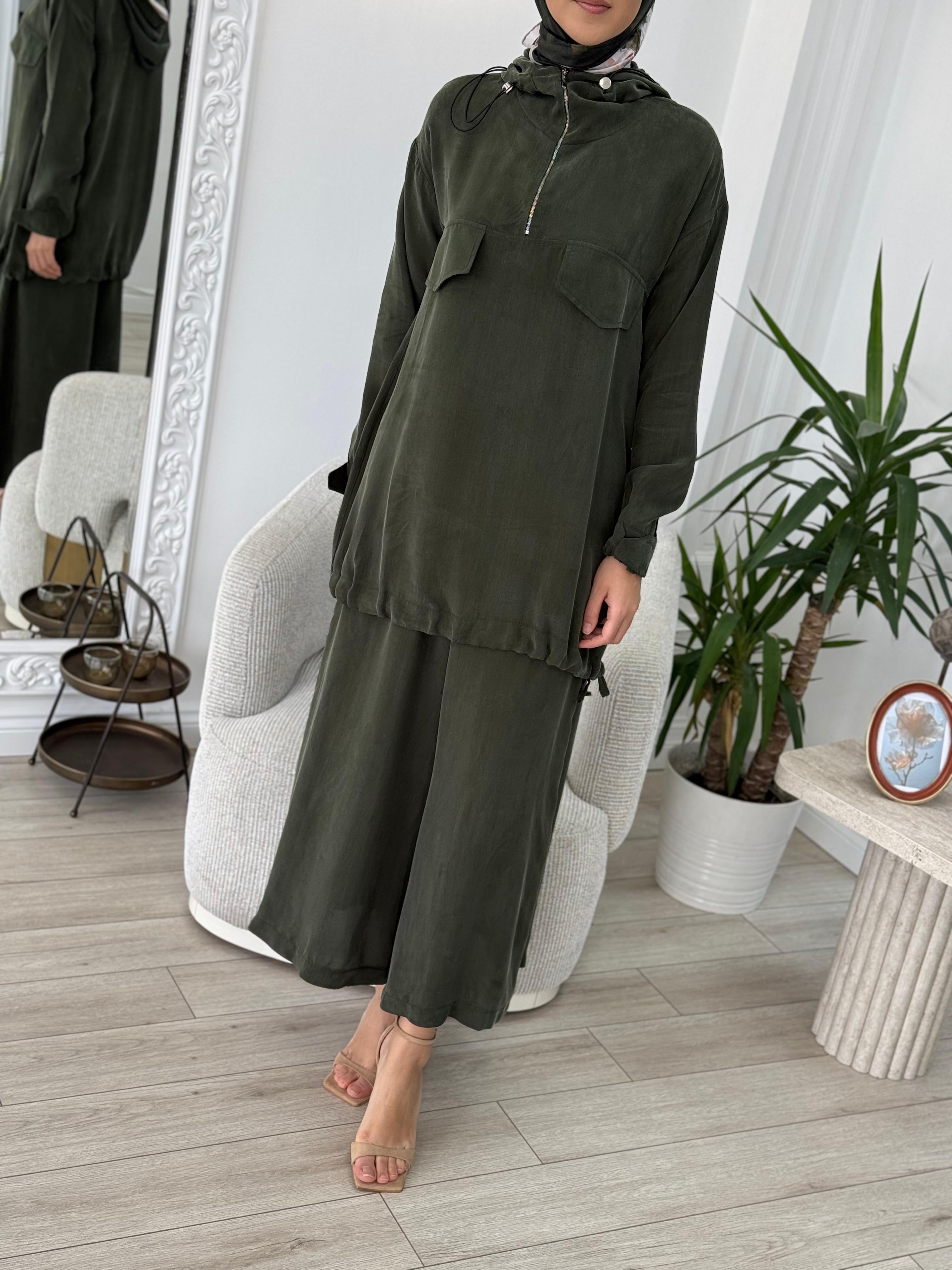 Misswhence Pantolonlu İpek Takım Yeşil 37007