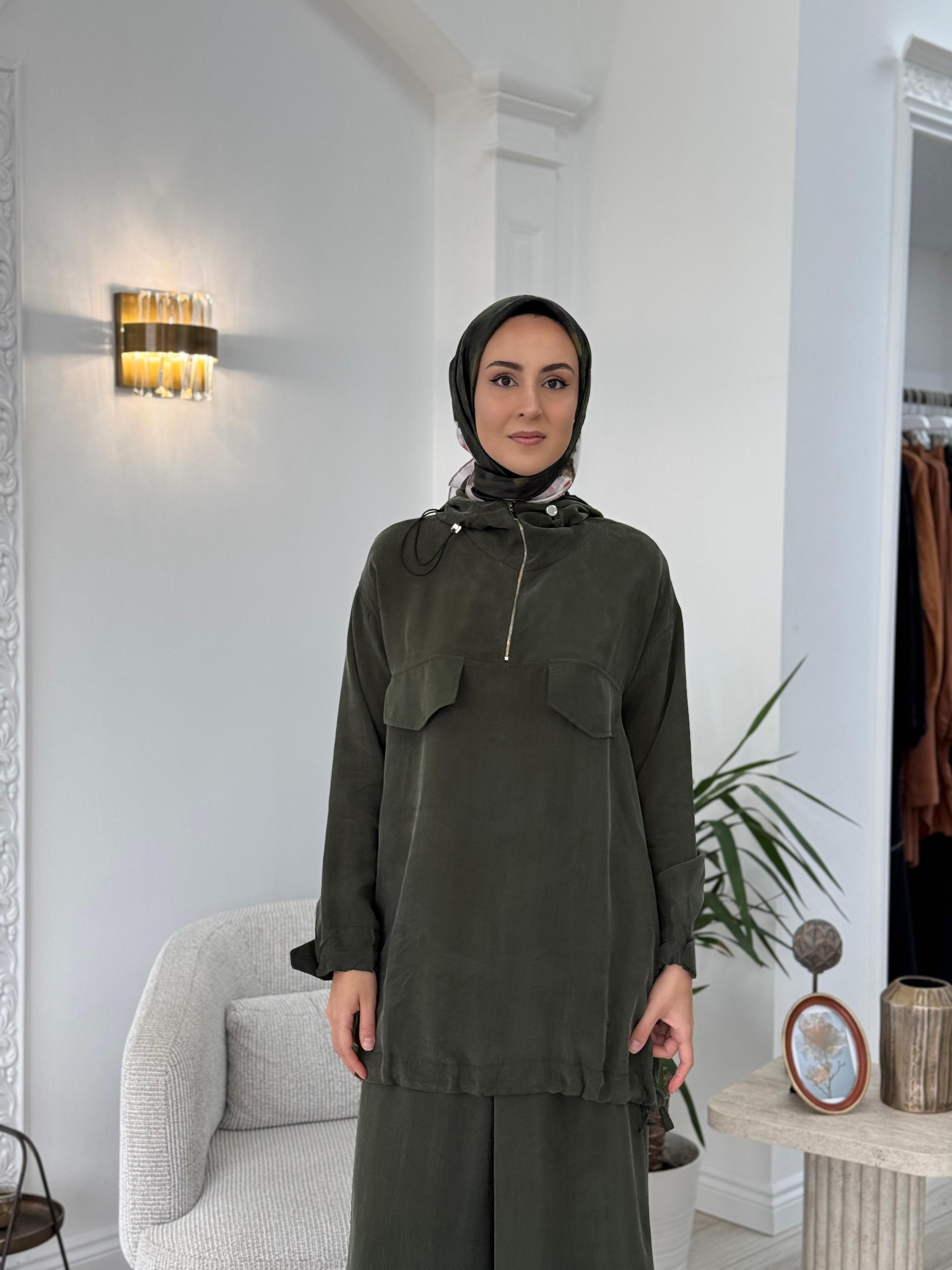 Misswhence Pantolonlu İpek Takım Yeşil 37007