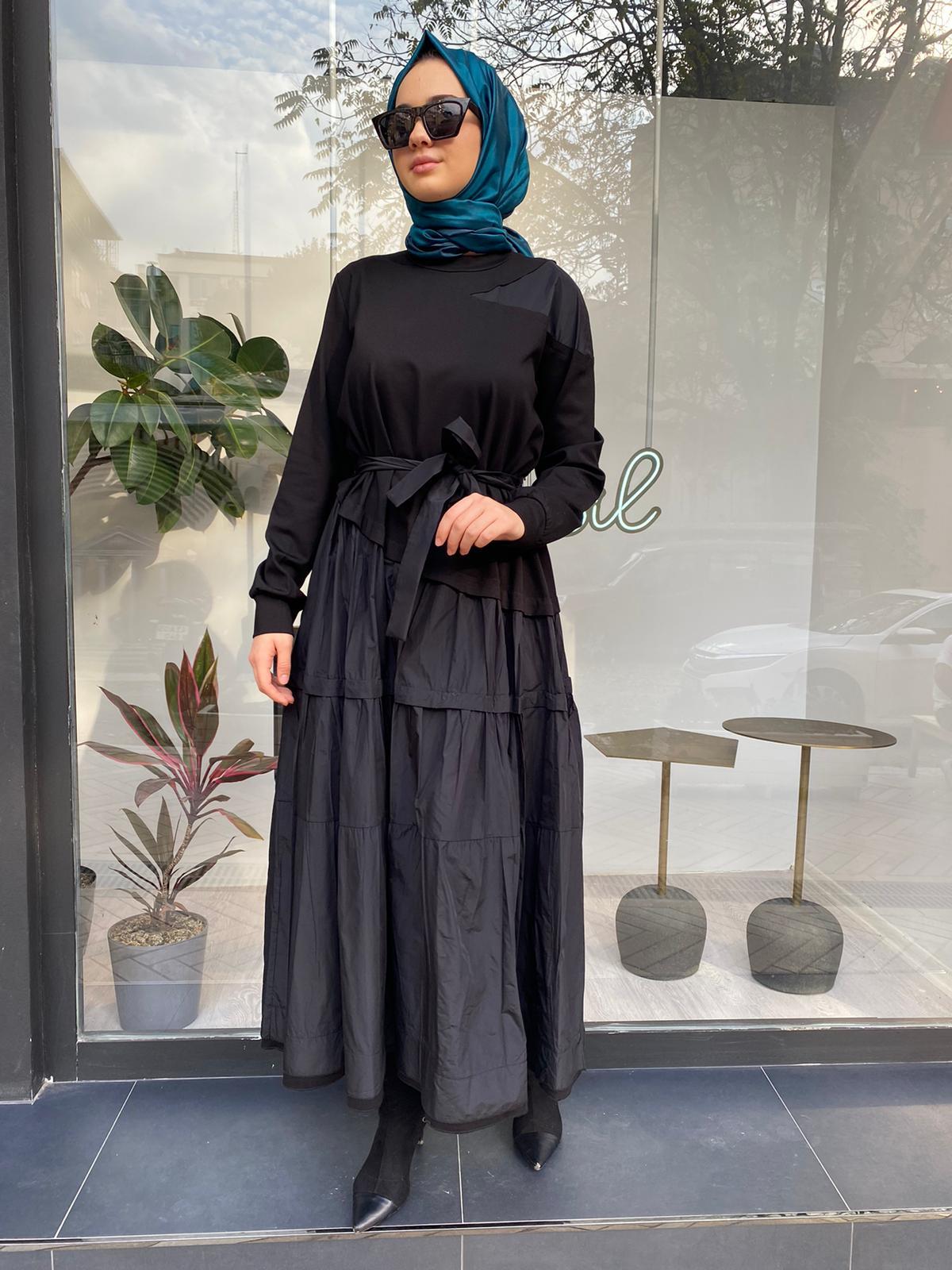 Misswhence Paraşüt Detaylı Elbise Siyah 34826
