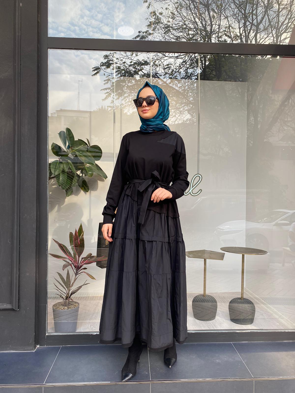 Misswhence Paraşüt Detaylı Elbise Siyah 34826 - Babilbutik