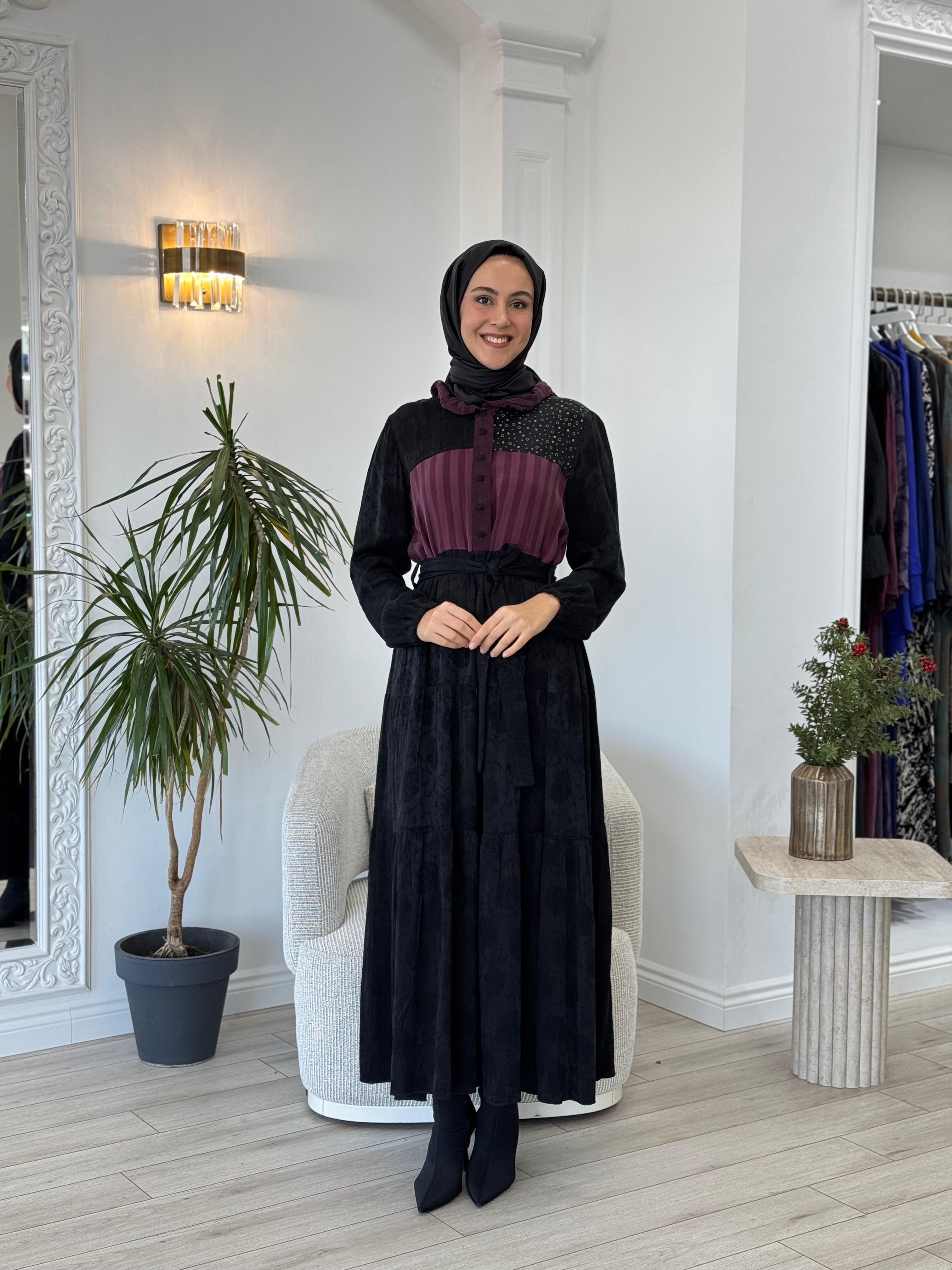 Misswhence Patchwork Cupro Elbise 36821