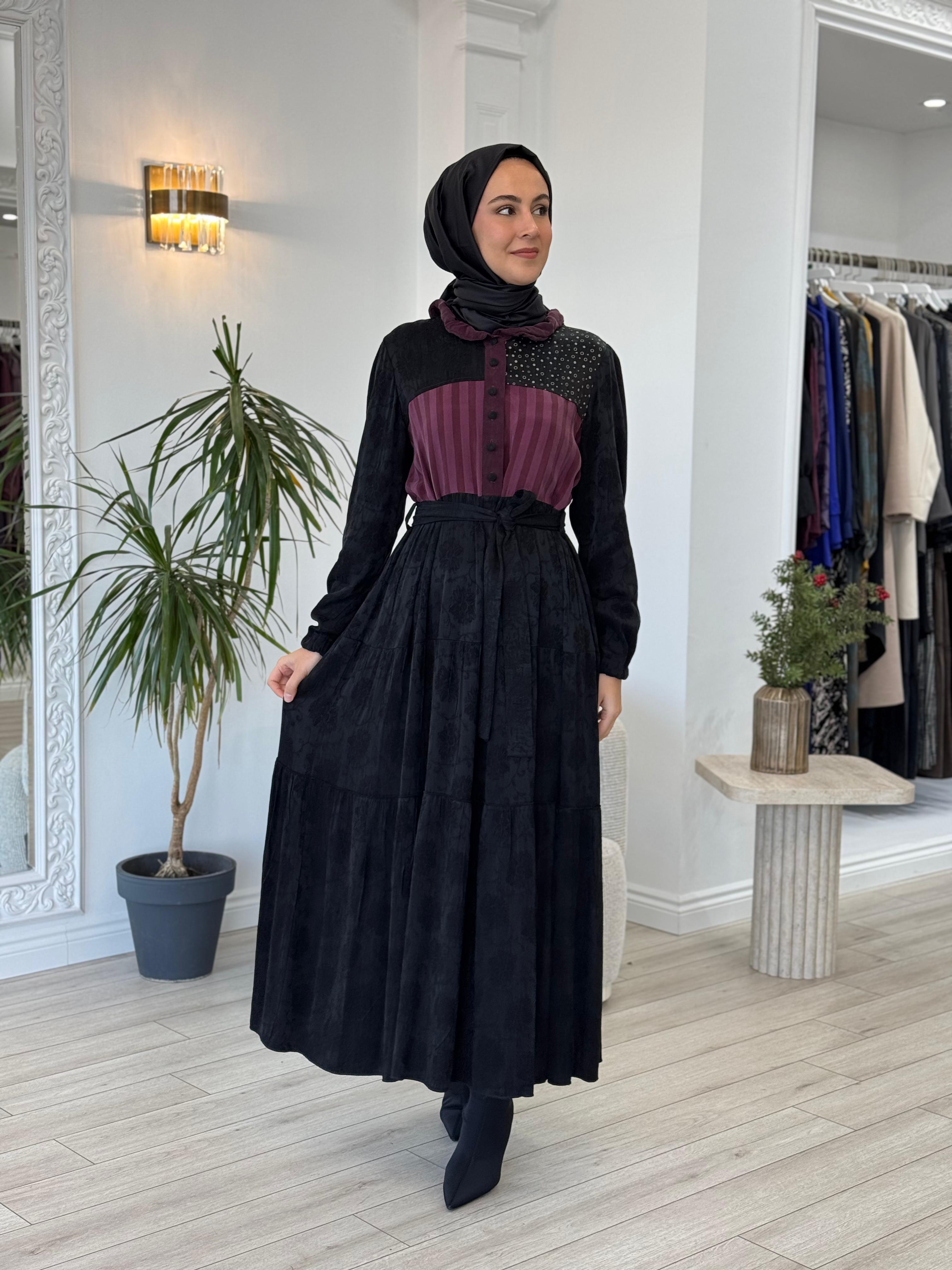 Misswhence Patchwork Cupro Elbise 36821