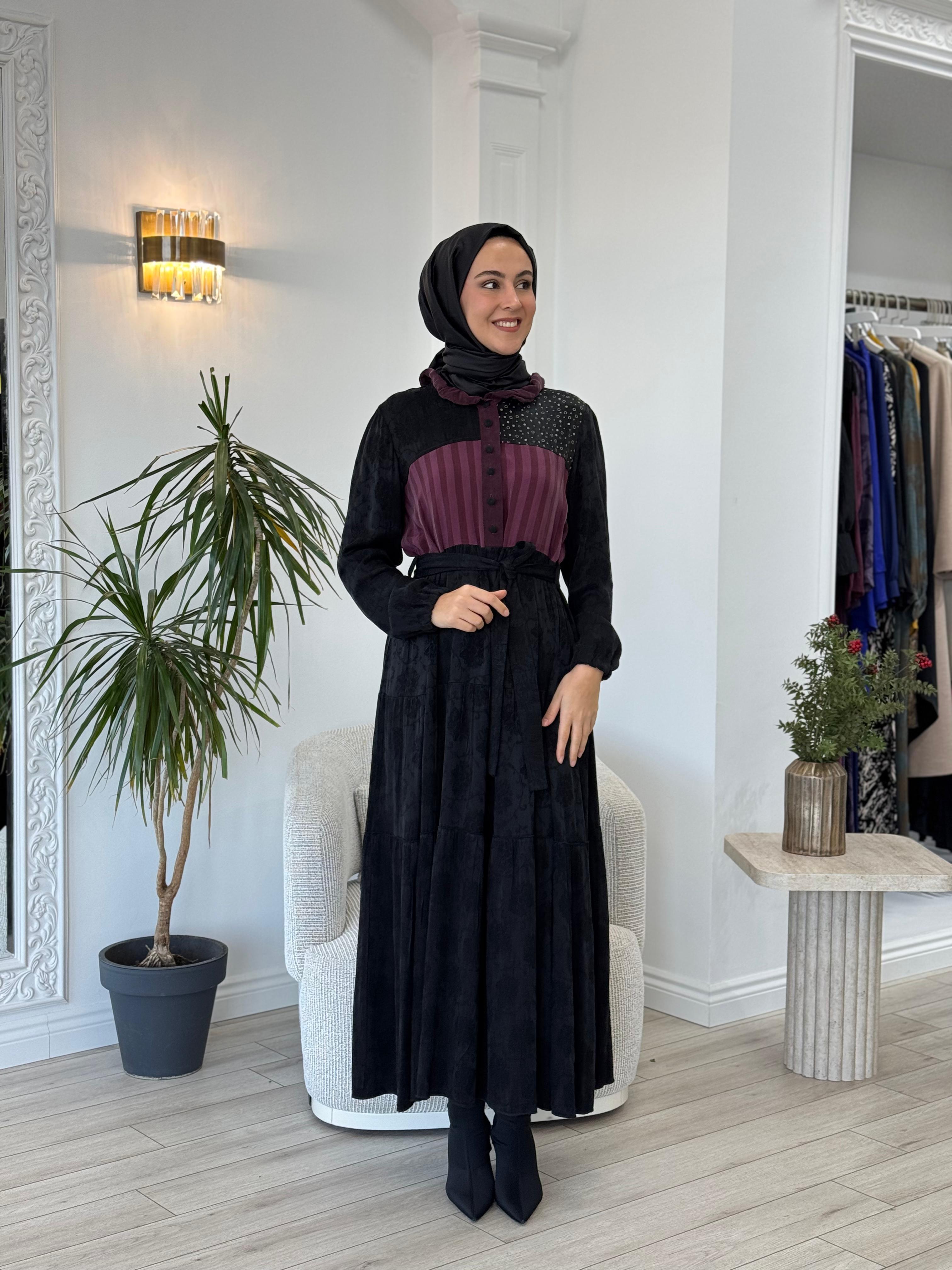 Misswhence Patchwork Cupro Elbise 36821