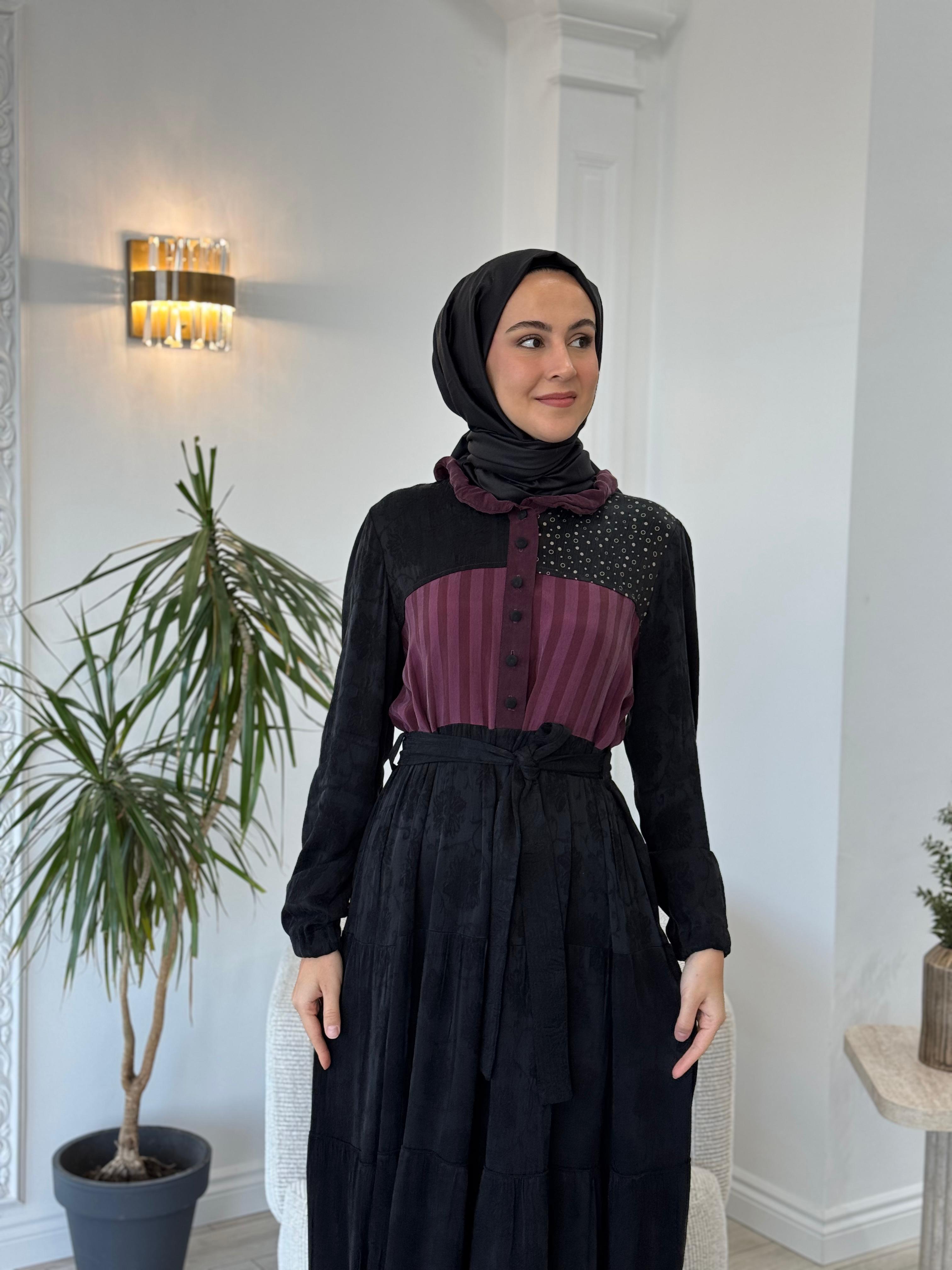 Misswhence Patchwork Cupro Elbise 36821