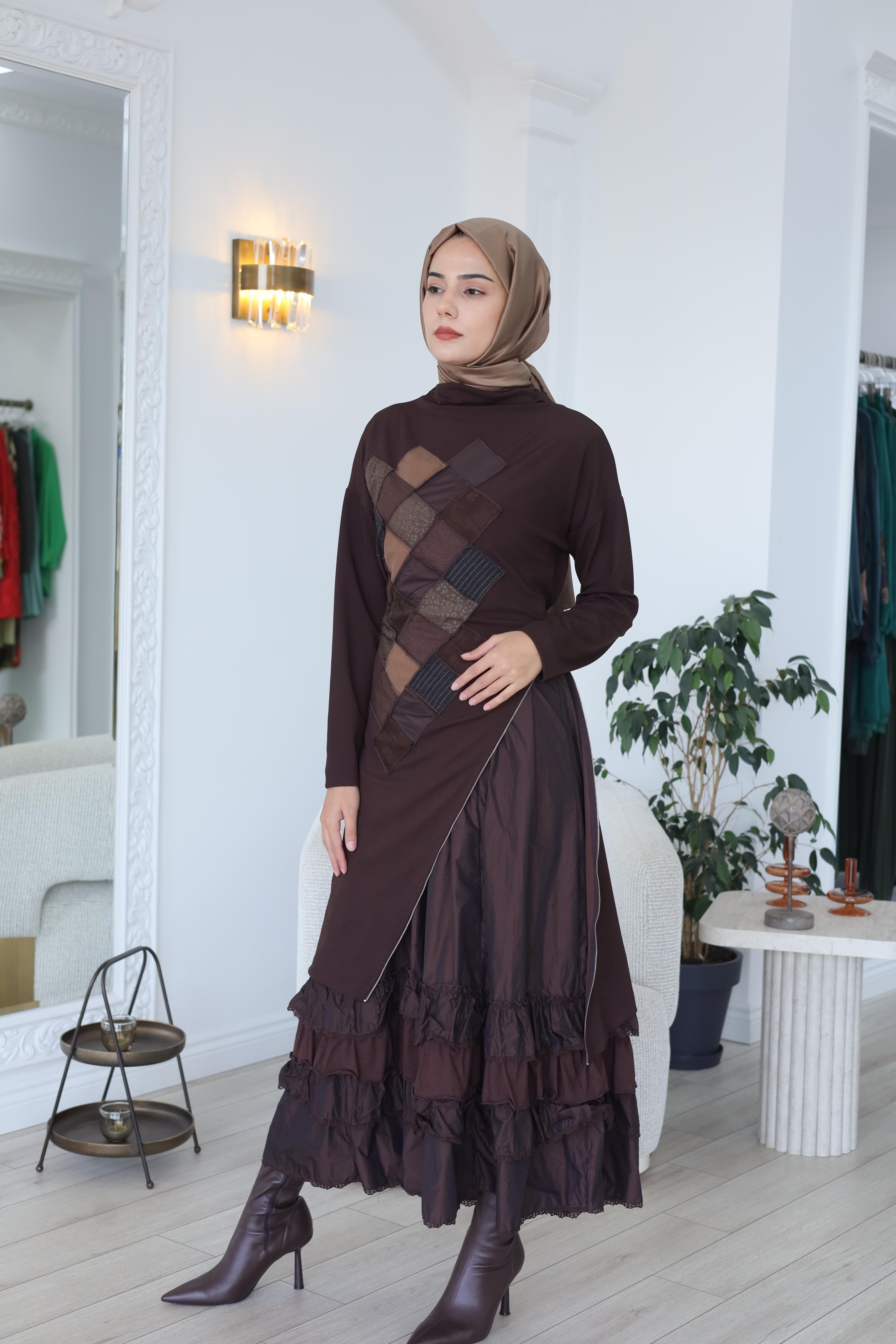 Misswhence Patchwork Detaylı Elbise 38808