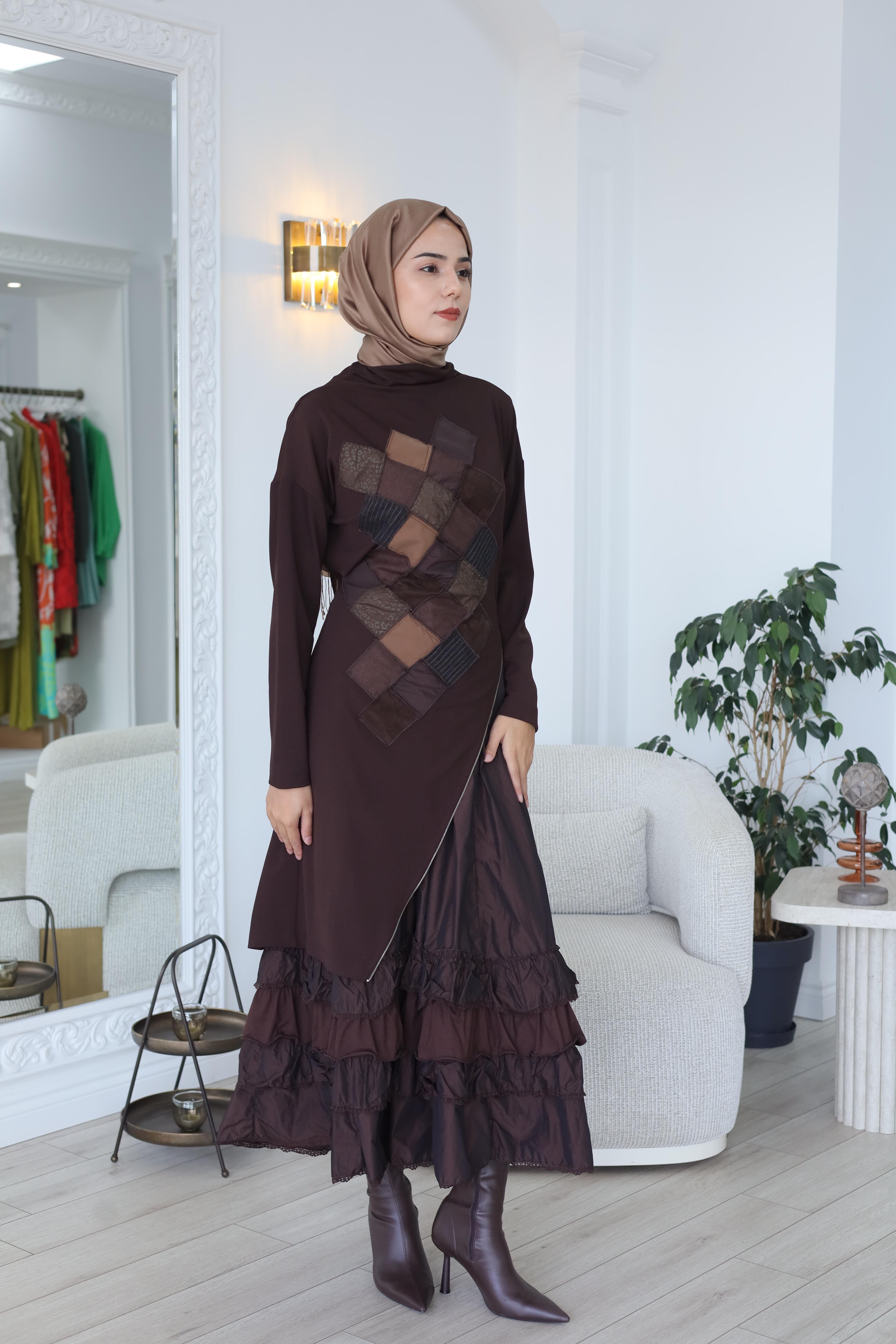 Misswhence Patchwork Detaylı Elbise 38808