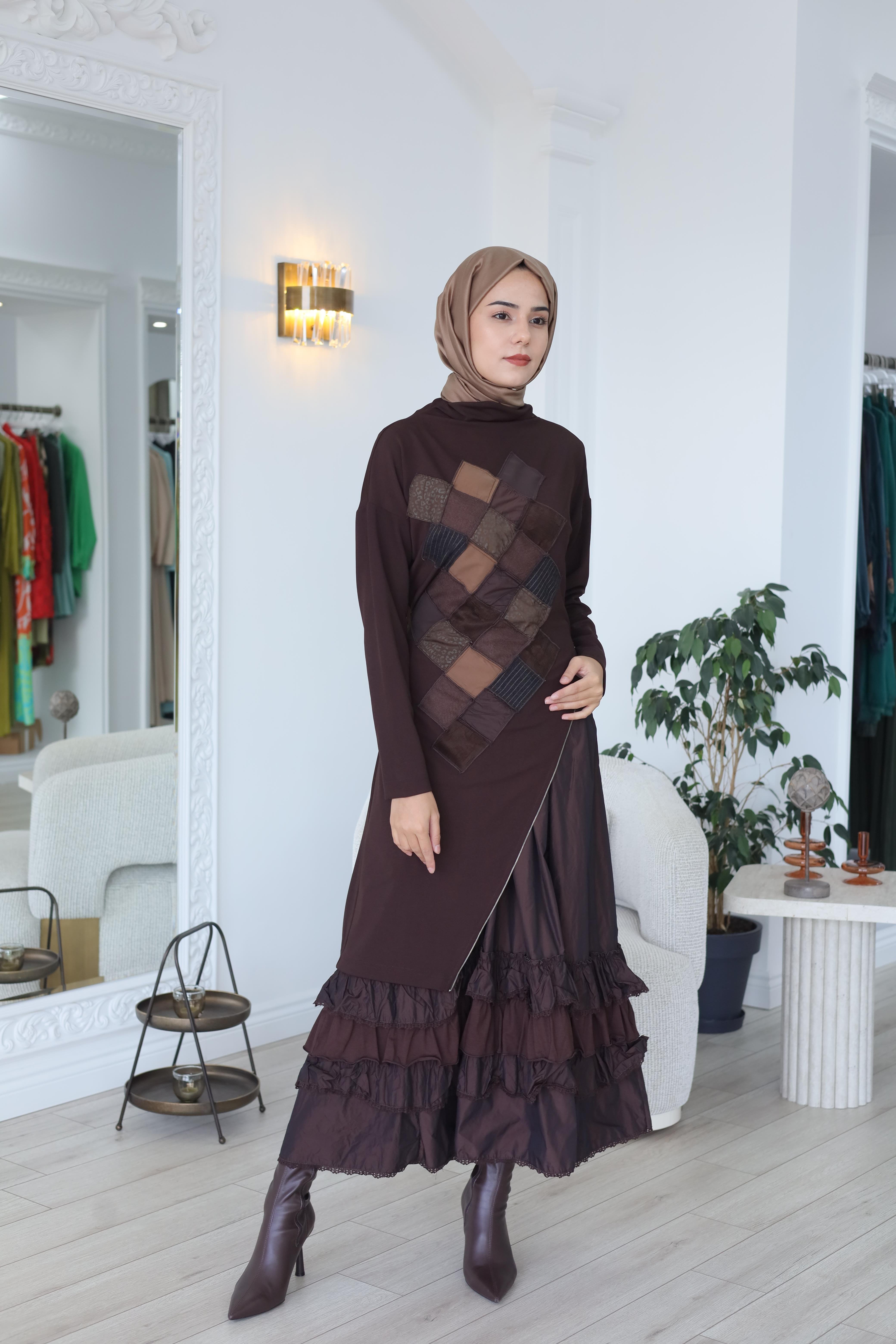 Misswhence Patchwork Detaylı Elbise 38808
