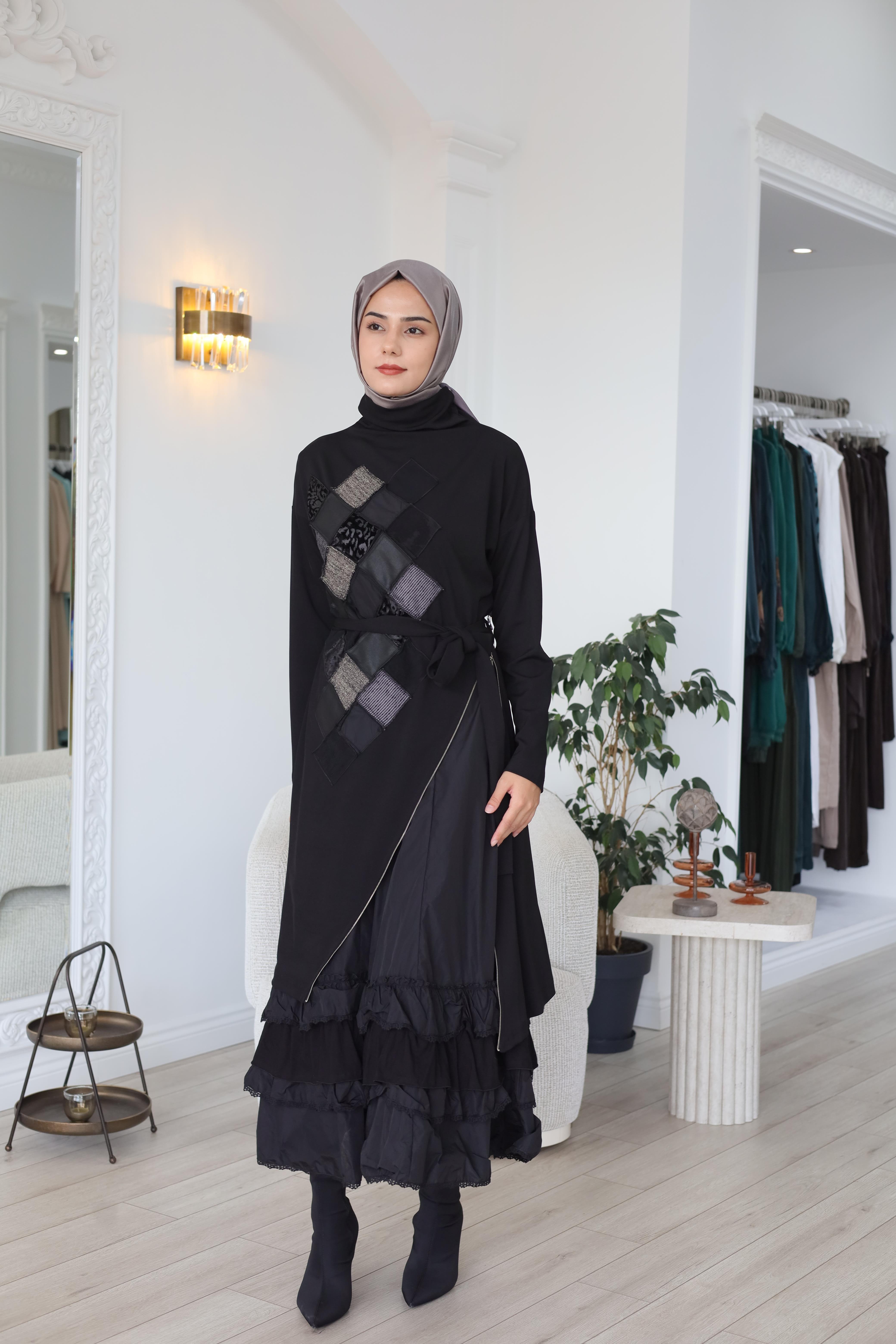 Misswhence Patchwork Detaylı Elbise 38808