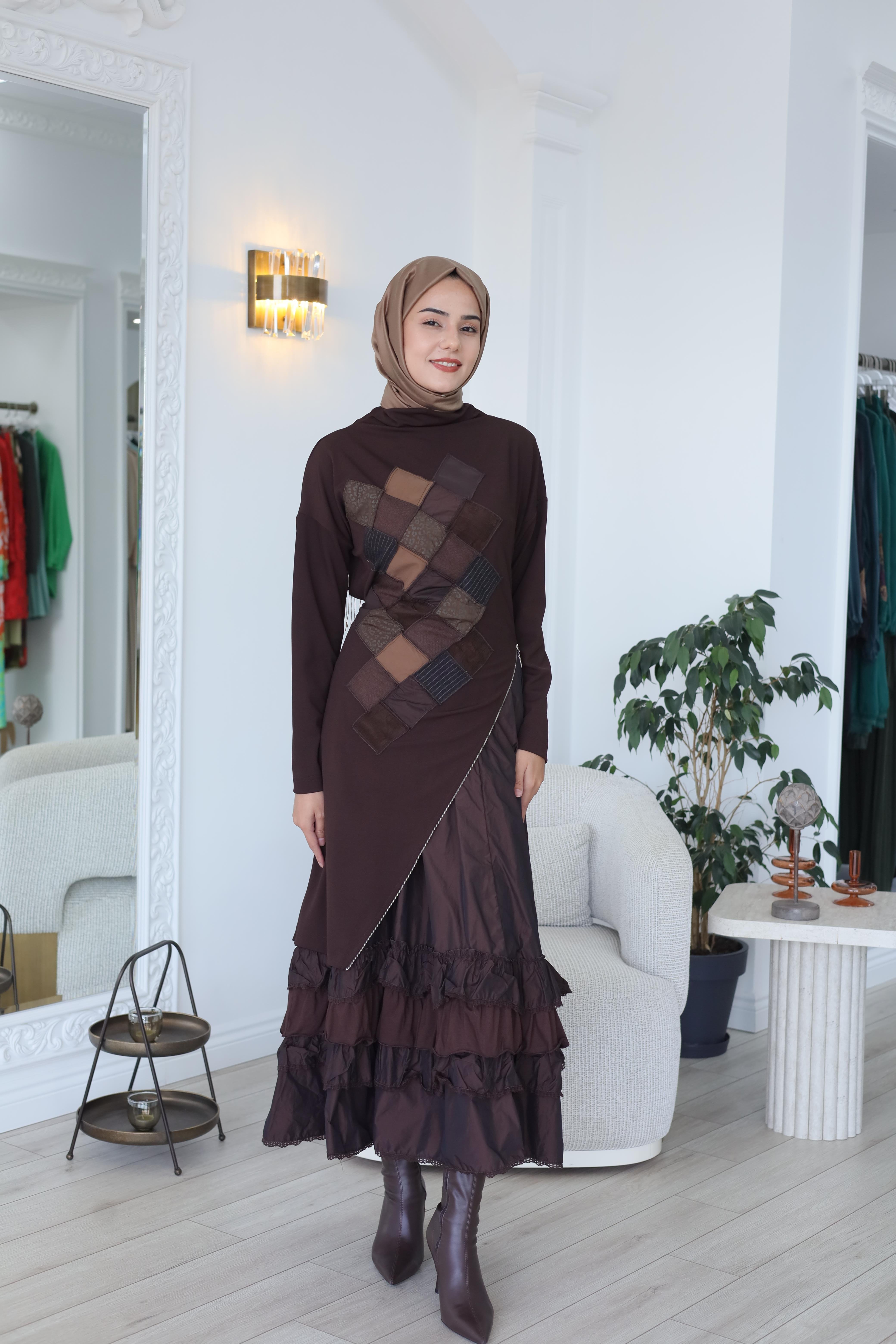 Misswhence Patchwork Detaylı Elbise 38808