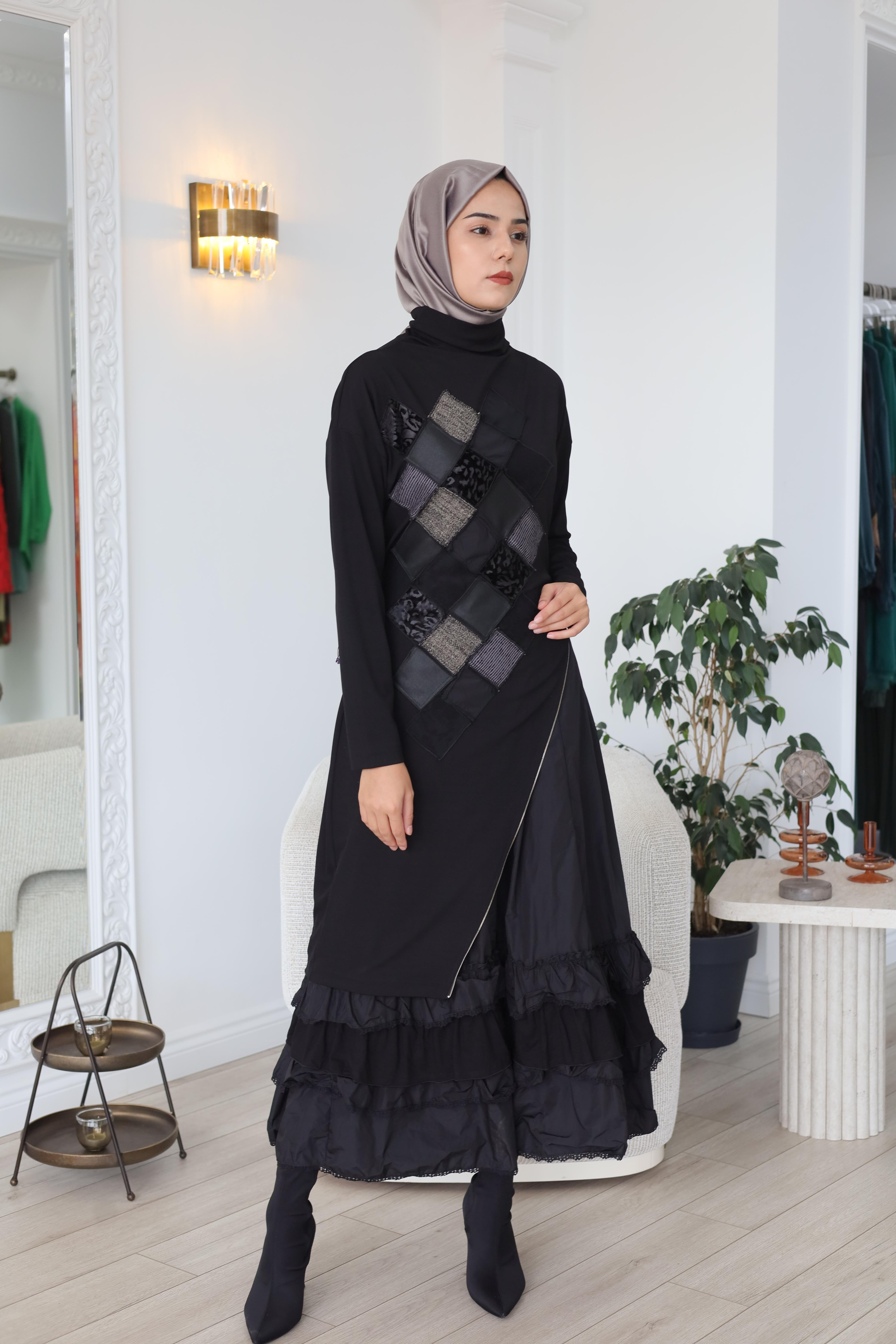 Misswhence Patchwork Detaylı Elbise 38808