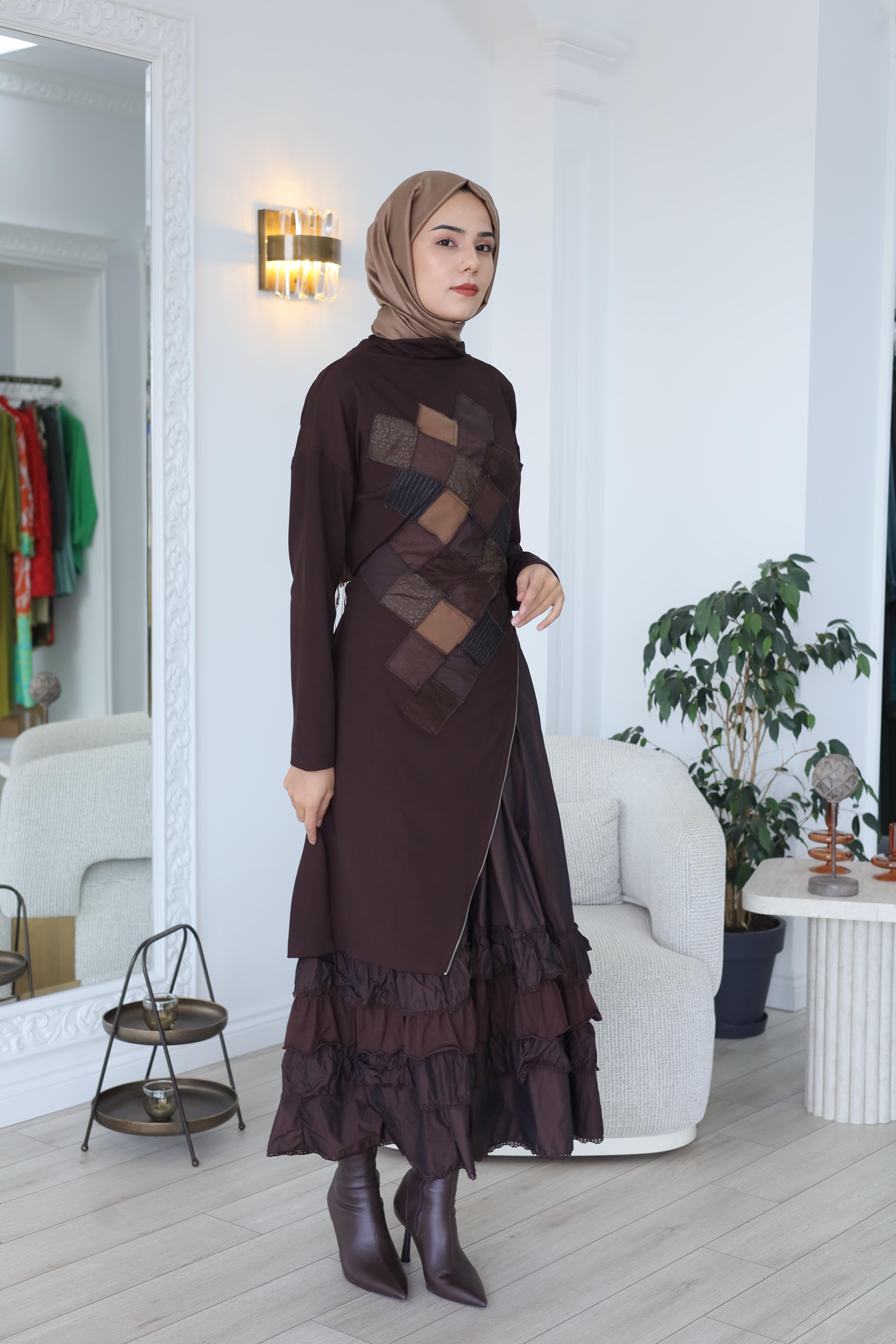 Misswhence Patchwork Detaylı Elbise 38808
