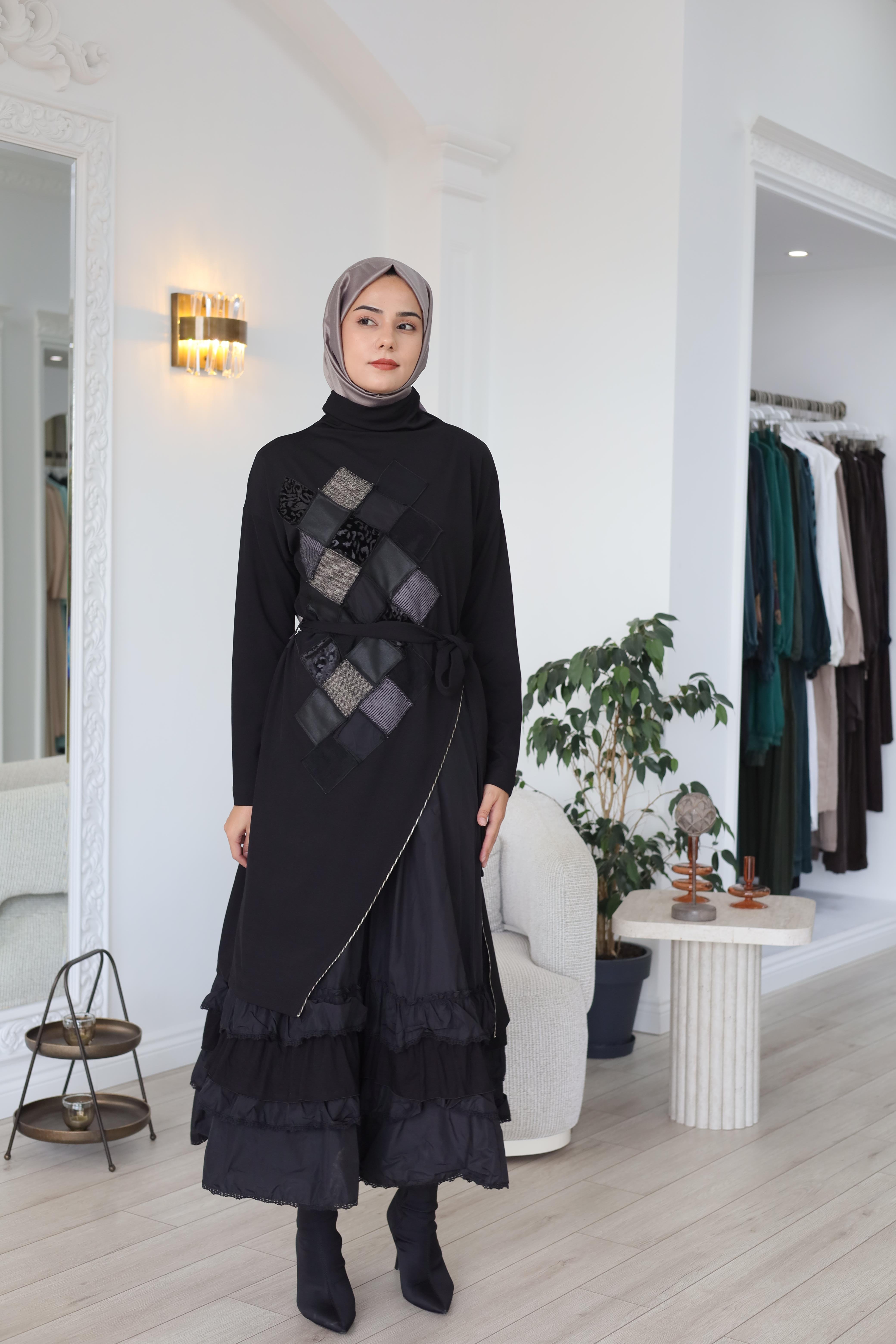 Misswhence Patchwork Detaylı Elbise 38808