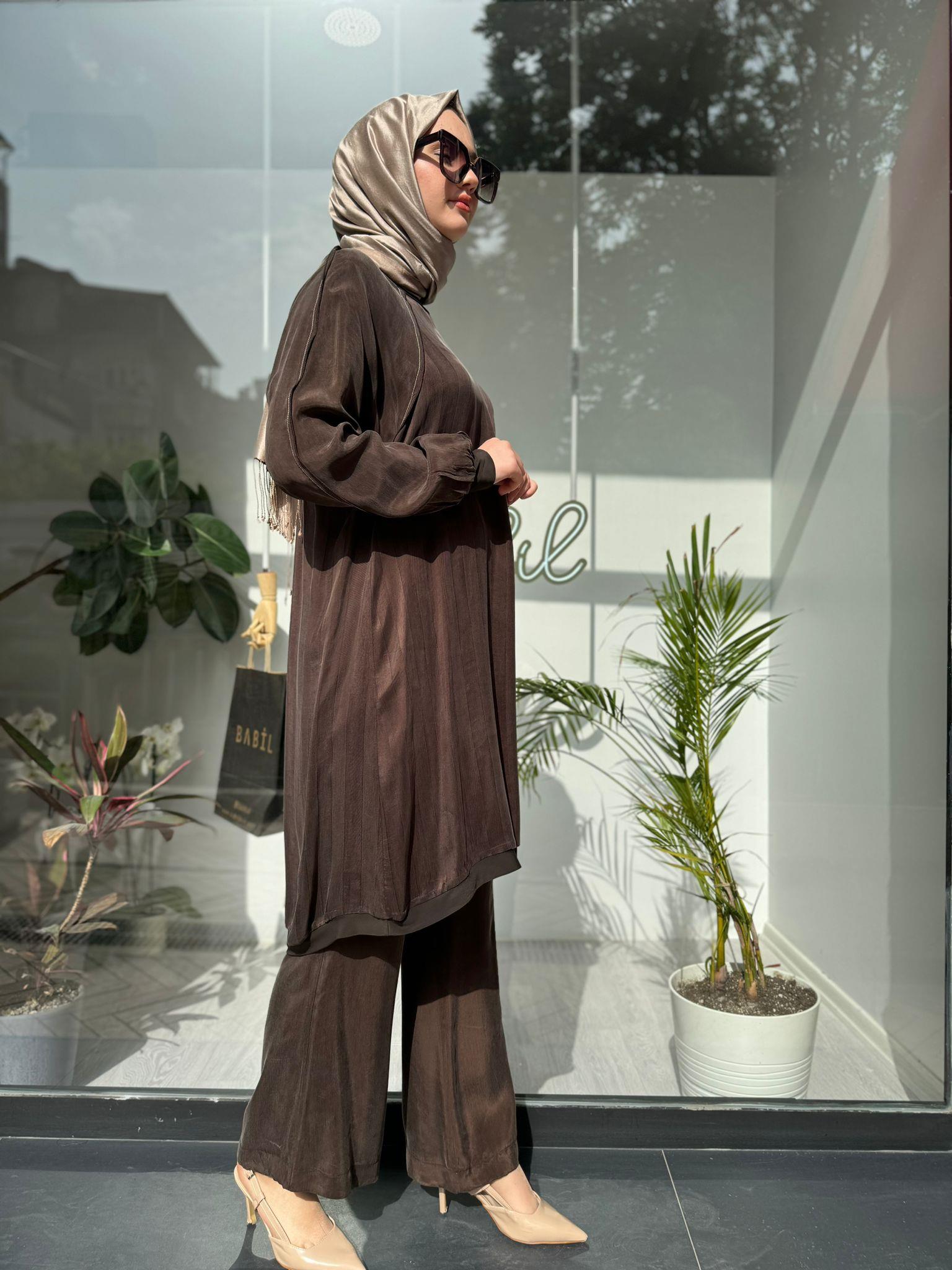 Misswhence Reglan Kollu Tunik Kahve 35010