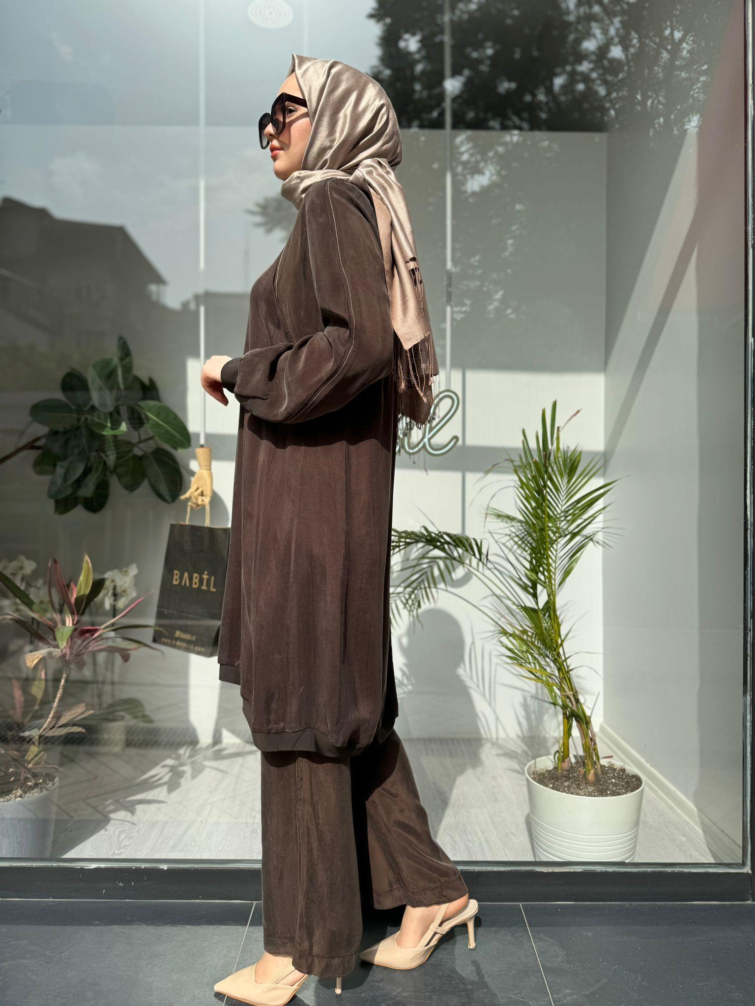 Misswhence Reglan Kollu Tunik Kahve 35010