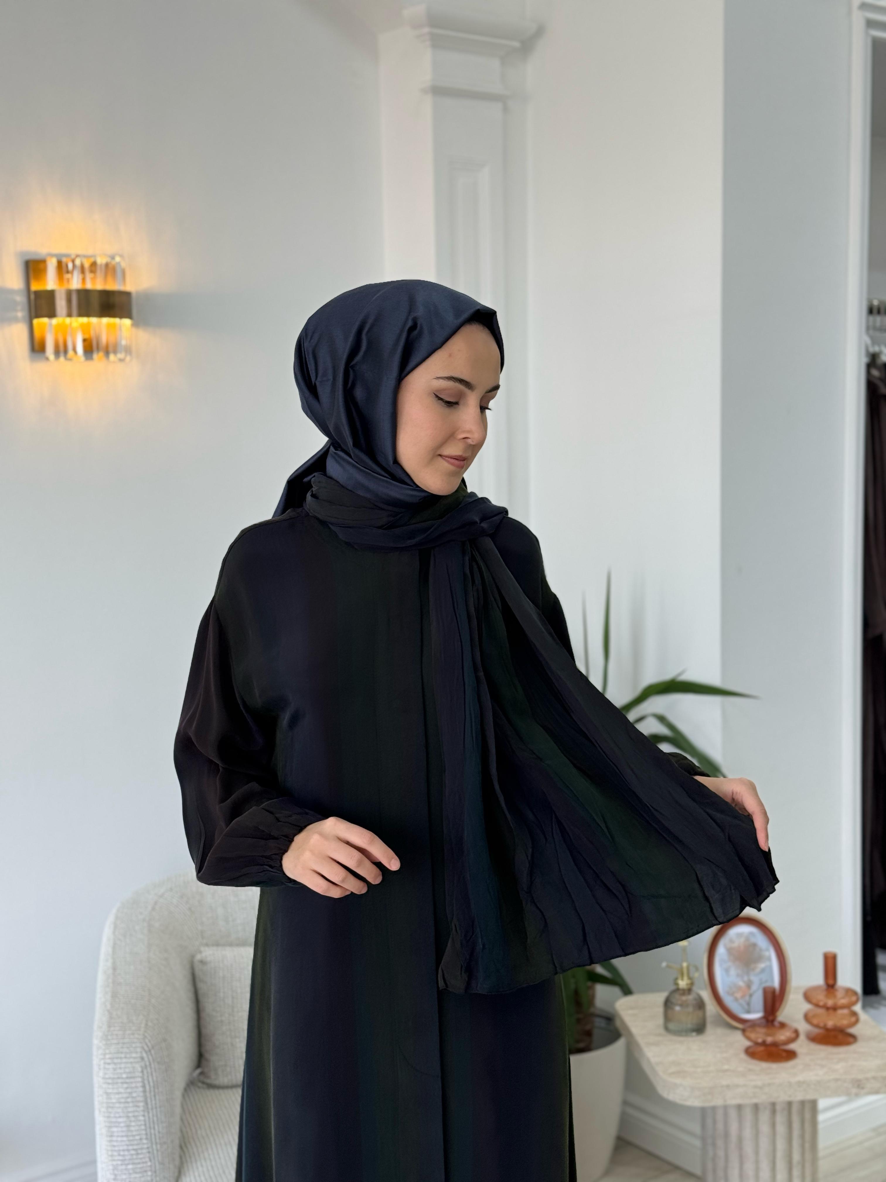 Misswhence Şal Detaylı İpek Pardesü Siyah 37514