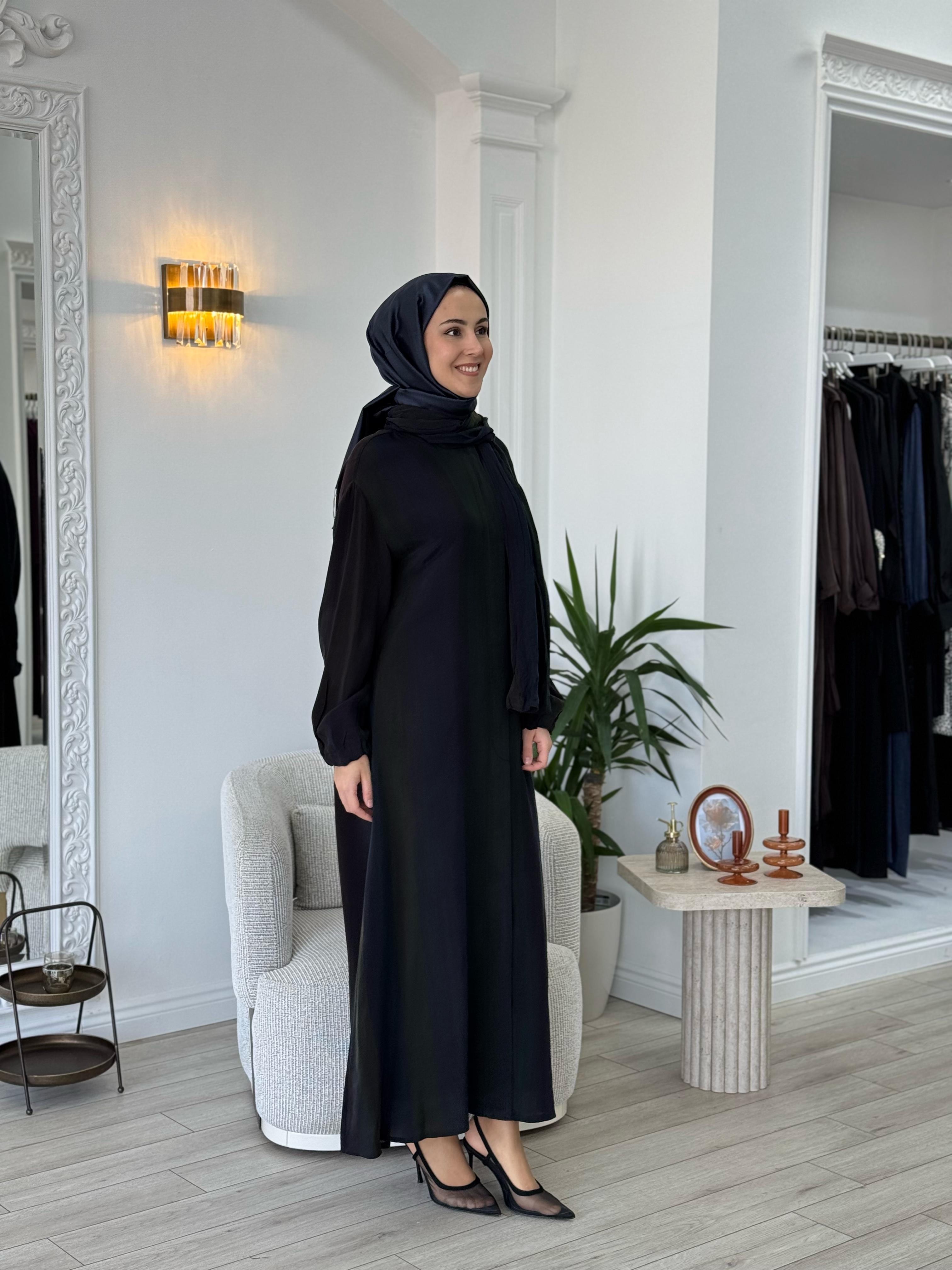 Misswhence Şal Detaylı İpek Pardesü Siyah 37514