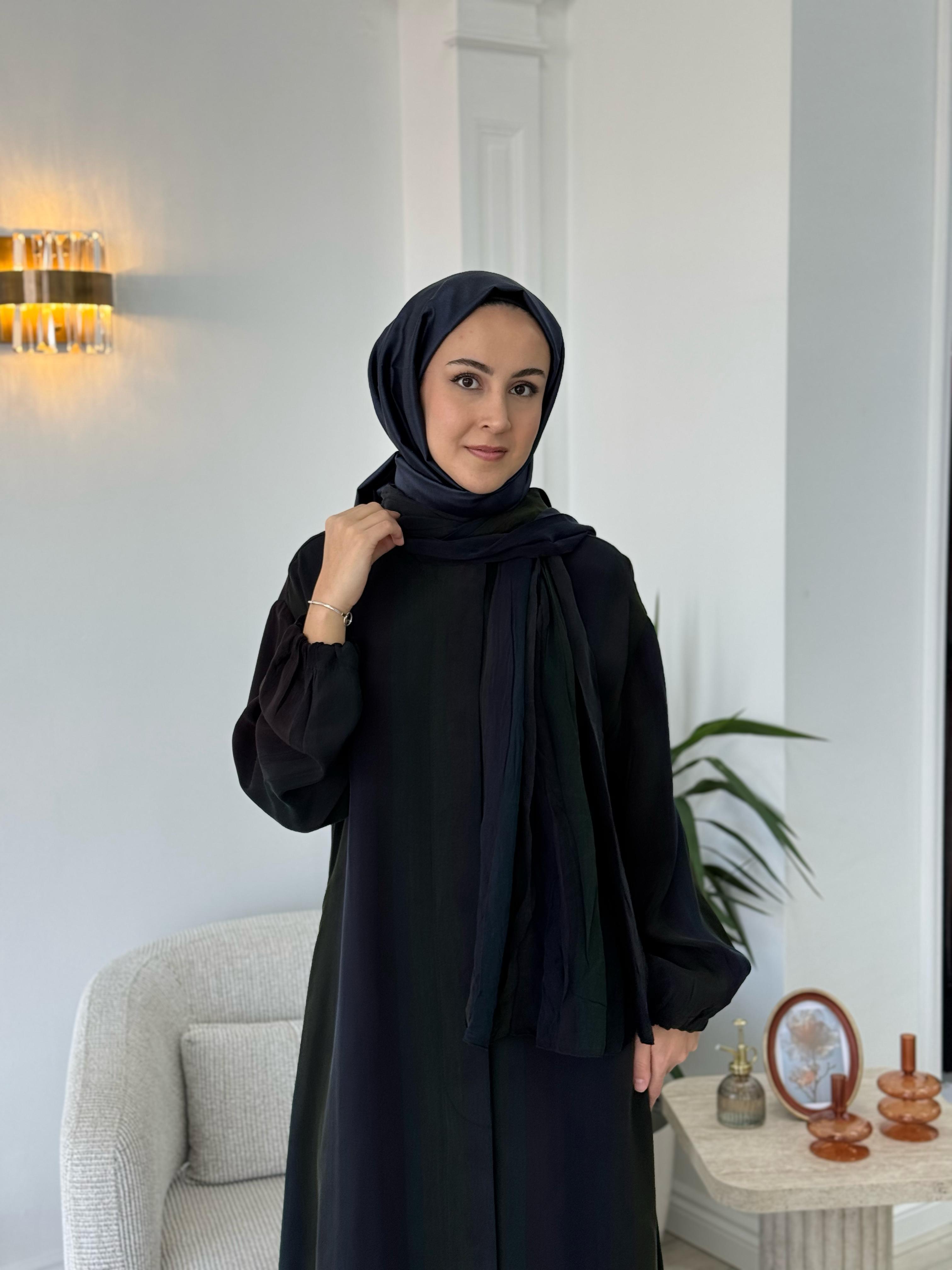 Misswhence Şal Detaylı İpek Pardesü Siyah 37514