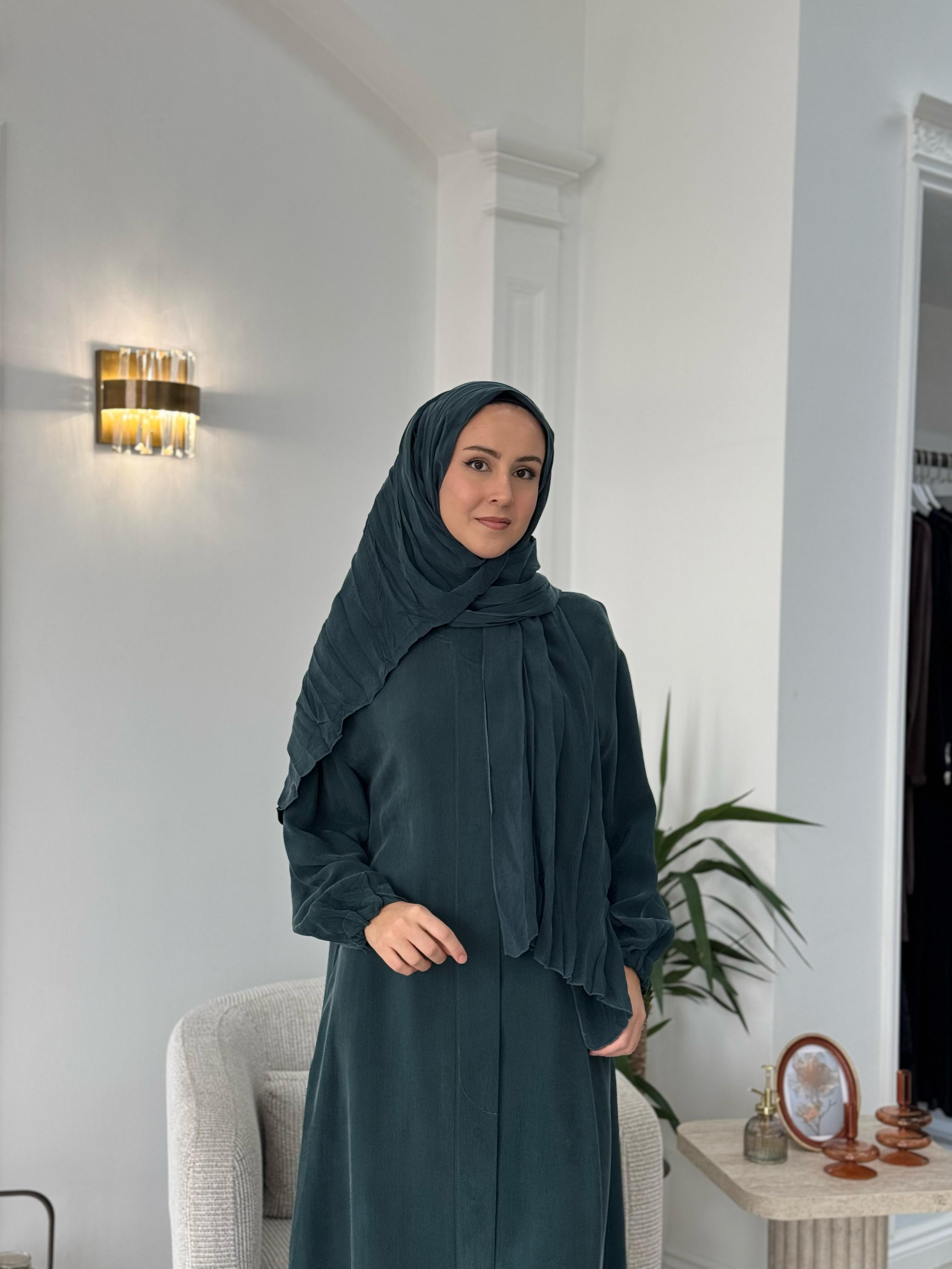 Misswhence Şal Detaylı İpek Pardesü Yeşil 37514
