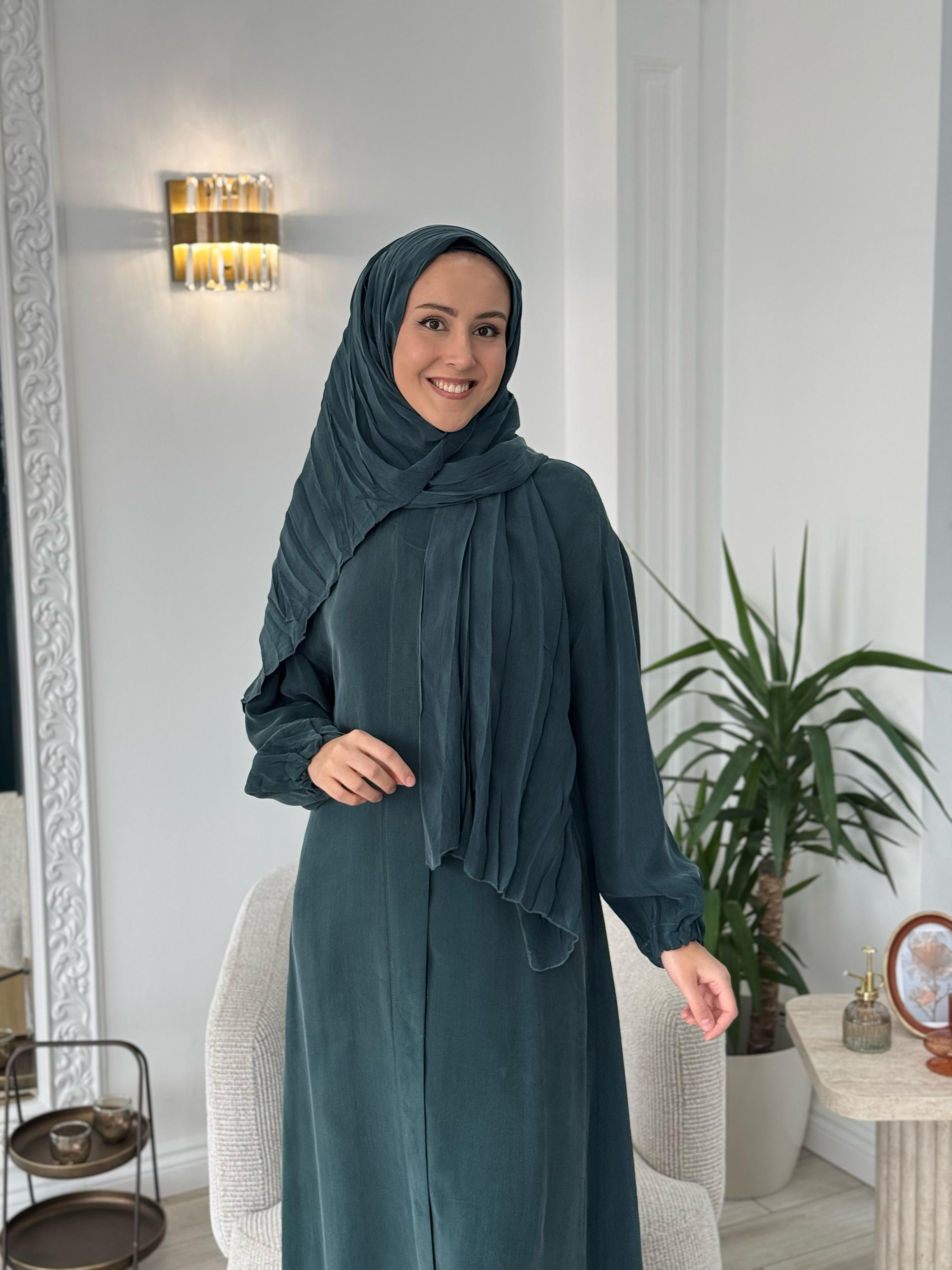 Misswhence Şal Detaylı İpek Pardesü Yeşil 37514