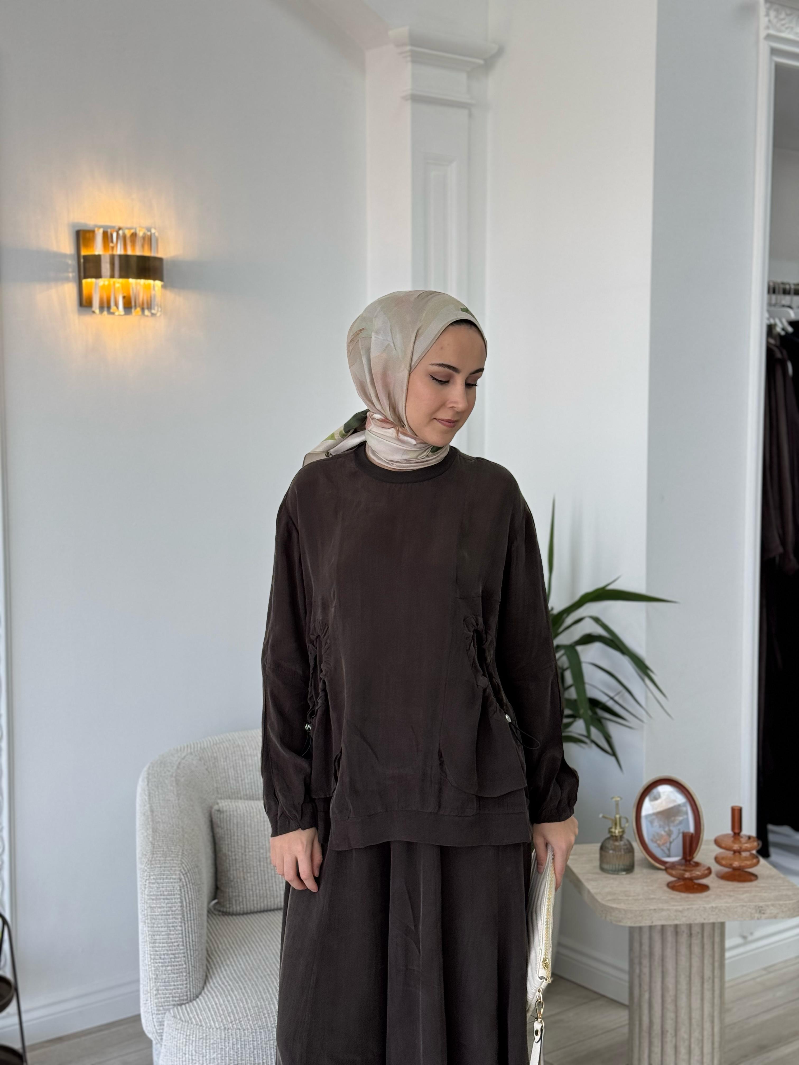 Misswhence Şalvarlı Takım Kahverengi 37015