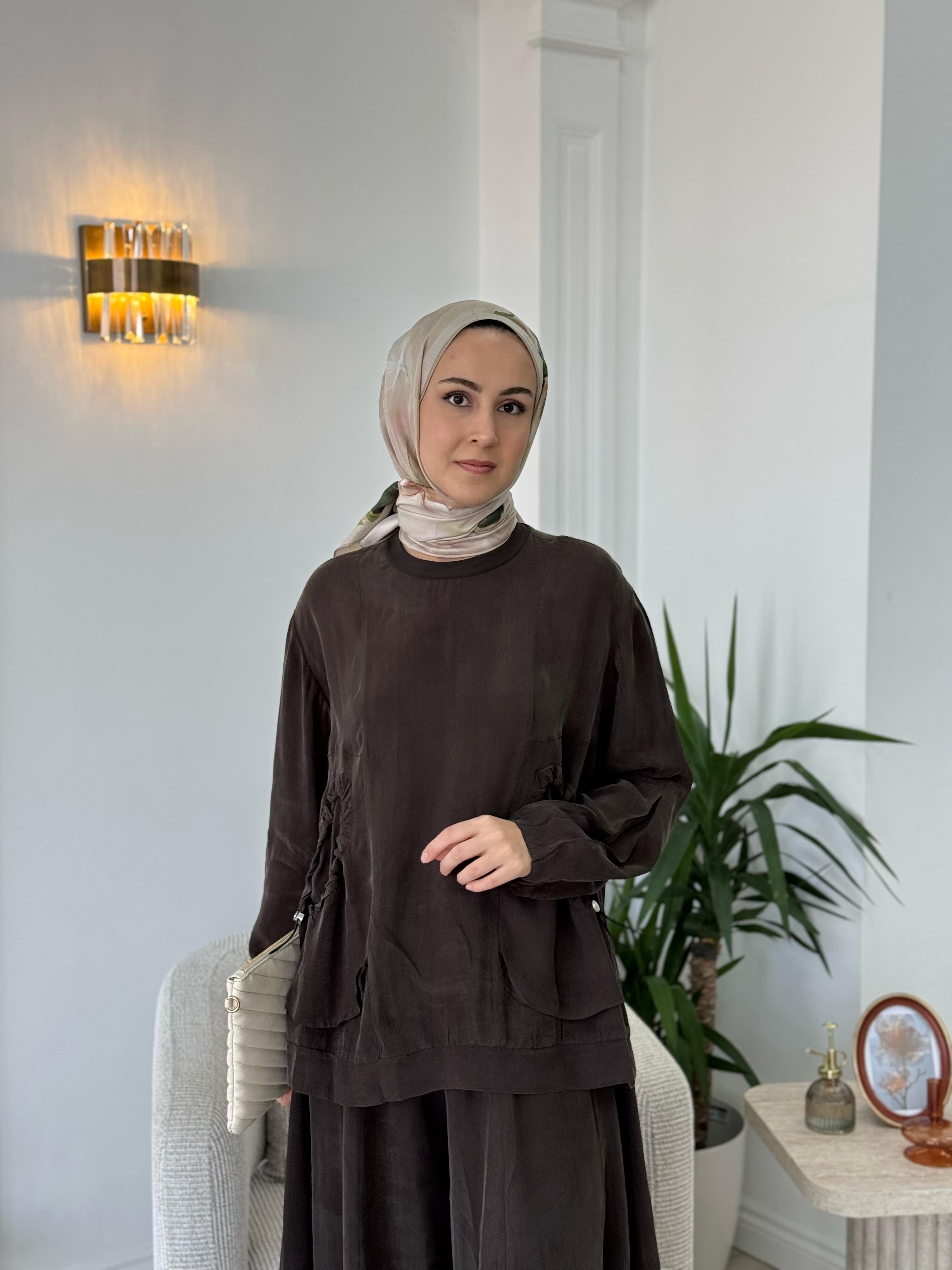 Misswhence Şalvarlı Takım Kahverengi 37015