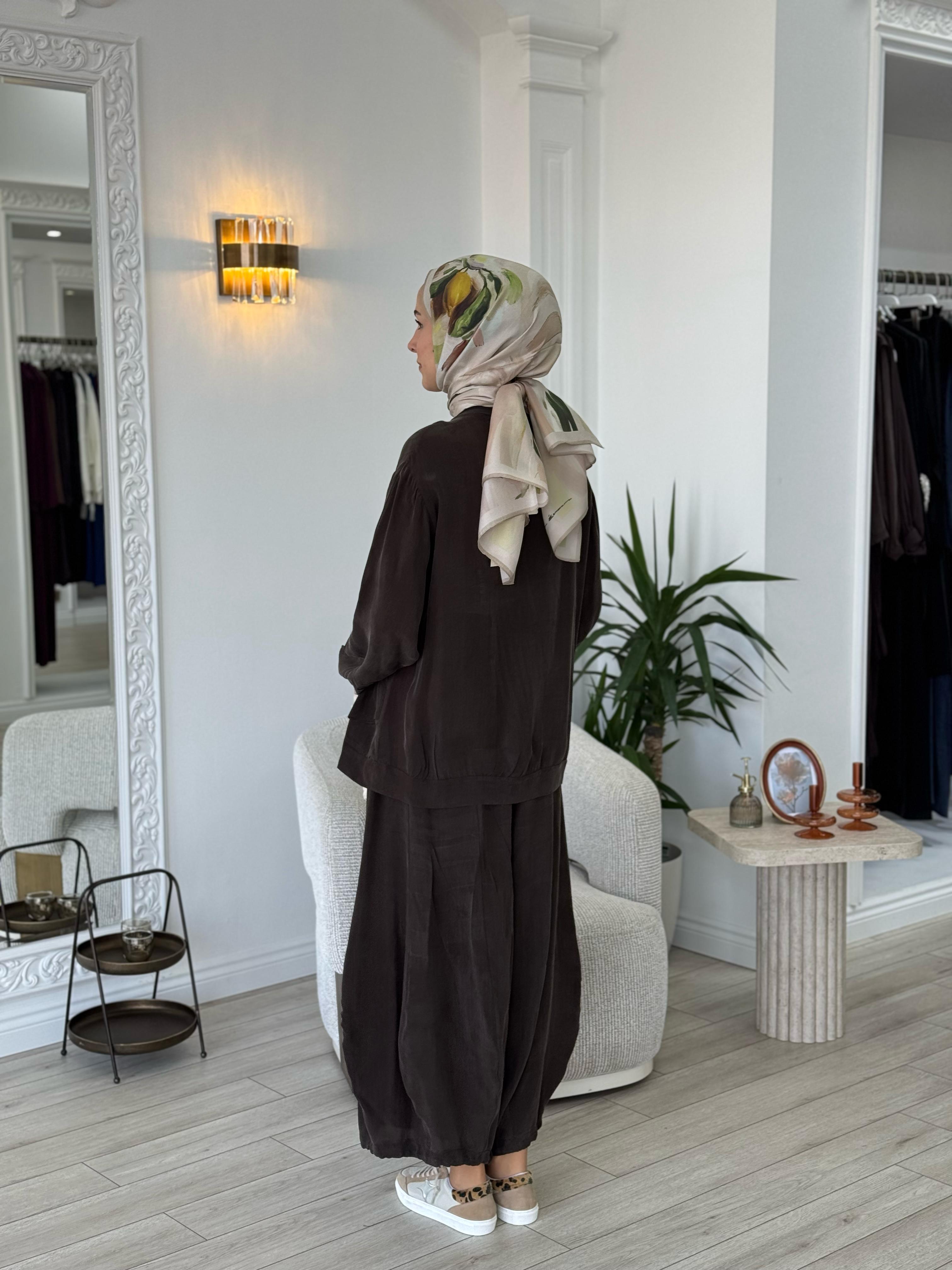 Misswhence Şalvarlı Takım Kahverengi 37015