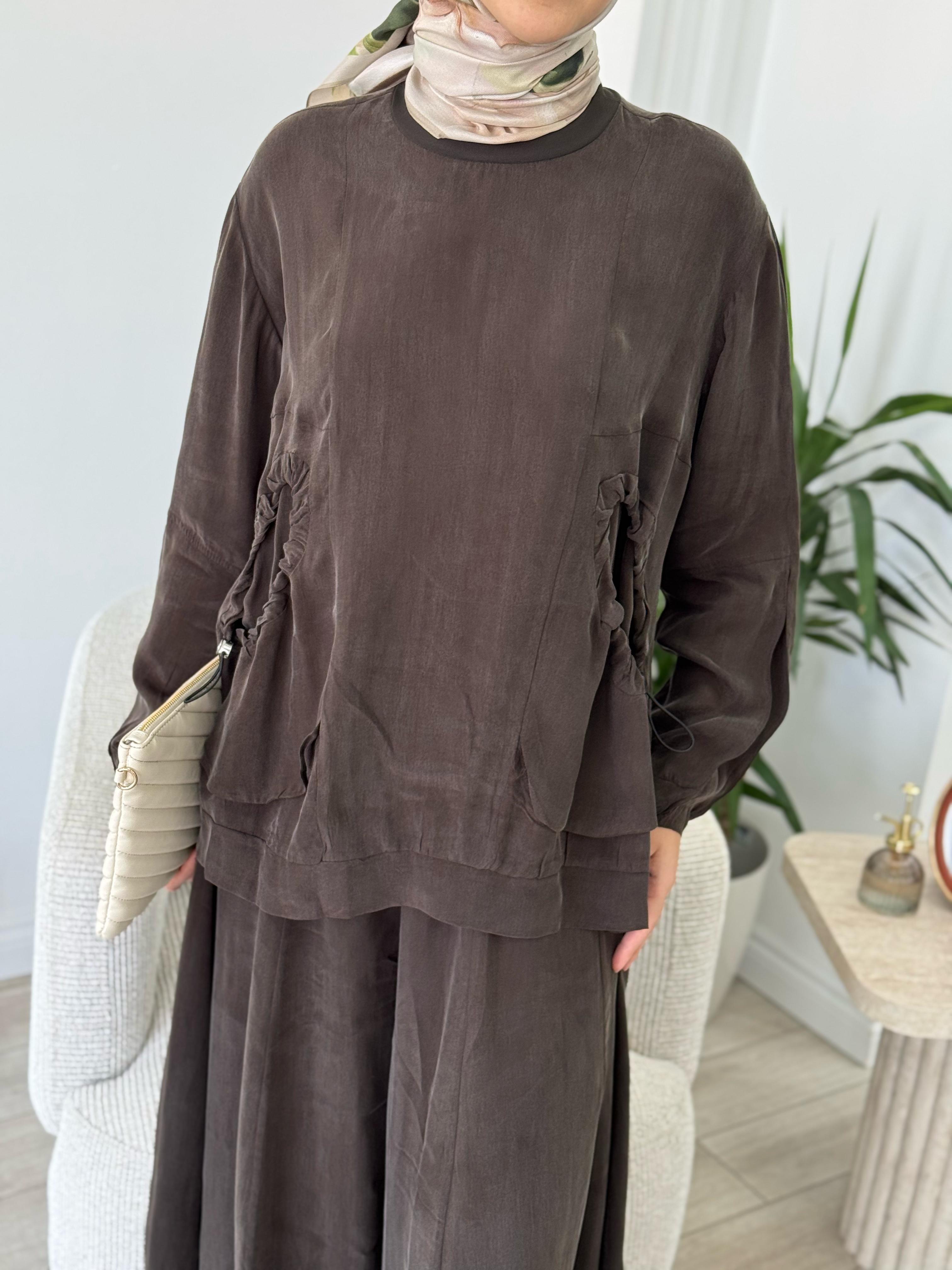 Misswhence Şalvarlı Takım Kahverengi 37015